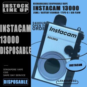 INSTACAM 13000 DISPOSABLE - VAPE SG INSTACAM 13K PUFFS DISPOSABLE is a Malaysian E-Cigarette specially produced to suits the Malaysian taste buds with rich aromas and delicious flavors. INSTACAM 13000 Product is got 10pcs flavours line up , choose your flavour and get it now with us! Specification : Approx. 13000 Puffs Capacity: 25ml Rechargeable Battery 650mAh Charging Port: Type-C Smooth Air Flow ⚠️INSTACAM 13000 DISPOSABLE FLAVOUR LINE UP⚠️ Strawberry Ice Cream Sundae Double Mango Candy Grape Bubblegum Blackcurrant Melon Strawberry Mango Solero Watermelon Kiwi Super Grape Grape Lychee SG VAPE COD SAME DAY DELIVERY , CASH ON DELIVERY ONLY. ORDER BEFORE 5PM , SAME DAY NIGHT SLOT 7PM – 10PM RECEIVED PARCEL. TAKE BULK ORDER /MORE ORDER PLS CONTACT US : LANAVAPESG WHATSAPP VIEW OUR DAILY NEWS INFORMATION VAPE : LANAVAPESG CHANNEL