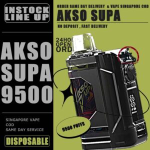 AKSO SUPA 9500 DISPOSABLE - VAPE DELIVERY SG SINGAPORE AKSO SUPA 9500 disposable vape ready stock in our sg singapore store online shop for same day delivery. This Kit are one of the smash-market vape in Malaysia. They pack a rechargeable battery and come prefilled with a whopping 9.5ml of liquid together with an indicator special for battery and liquid level. This allows you to vape longer on a single disposable and makes the AKSO SUPA flavour a great option for traveling, extended road trips, or even just day-to-day use. The Akso Supa 9.5k Puffs is comes with airflow adjustable, same goes with AKSO SUPA. The function for your satisfying your daily vape. The great function of the indicator to alert you the power of battery and the liquid level in the pod. Each AKSO SUPA 9.5k delivers a great flavoring, a satisfying draw and the indicator; three fastors that make for a great disposable. They feel really good in the hand as the rounded it ergonomic to hold vape with. The AKSO SUPA is available more Flavour for you to choose. Specification : Puff: 9500 Puffs E-Liquid: 9.5ML Charging Port: Type C Rechargeable Safety Child Lock Button Adjustable Airflow Nicotine Strength: 50mg / 5% ⚠️AKSO SUPA 9500 DISPOSABLE FLAVOUR LIST⚠️ Apple Asam Boi Blackcurrant Yakult Creamy Milk Ice Cream Cake Mango Yacult Rootbeer Solero Strawberry Vanilla Donut Vanilla Latte Yakult Nutty Tobacco Blackberry Ice ⚠️ICE SERIES⚠️ Taro Ice Cream Super Ice Mint Green Grapes Lychee Longan ⚠️BOOST SERIES⚠️ Mango Ice Watermelon Ice Guava Asam Grape Ice Melony Gum Strawberry Gum SG VAPE COD SAME DAY DELIVERY , CASH ON DELIVERY ONLY. TAKE BULK ORDER /MORE ORDER PLS CONTACT ME : VAPEDELIVERYSG VIEW OUR DAILY NEWS INFORMATION VAPE : TELEGRAM CHANNEL