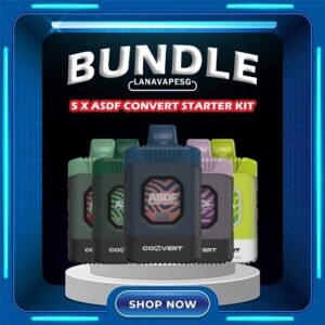 5 X ASDF CONVERT 10K STARTER KIT Package Include : 5 X ASDF CONVERT 10K STARTER KIT FREE DELIVERY The ASDF Vape 10000 Disposable Cheaper Package In our Lana Vape Sg - Singapore Store Ready Stock and same day delivery . ASDF Vape 10000 PUFFS disposable vape starter kit is a Malaysia local brand. The Vapetape is under ASDF company also. The ASDF Convert 10K is a Prefilled pod system. The Full set included a flavour pod and a reuseable battery. There is a led battery indicator. It show green light when battery percentage is 71%-100% , blue light when 26%-70% and turns red light when battery percent less than 25%. Specification : Colour : 2 options Battery Volume : 500 mAh Charging : Rechargeable with Type C Fully Charged Time : 15mins Battery Indicator ⚠️ASDF CONVERT 10000 PUFFS STARTER KIT FLAVOUR AVAILABLE⚠️ Hawaiiamm Pineapple Strawberry Yogurt Strawberry Pear Double Mango Mango Peach Berry Peach Strawebrry Peach Berries Lemon Mango Lychee Aloe Vera Fruity Lychee Mixed Bubblegum Grape Yogurt SG VAPE COD SAME DAY DELIVERY , CASH ON DELIVERY ONLY. ORDER BEFORE 5PM , SAME DAY NIGHT SLOT 7PM – 10PM RECEIVED PARCEL. TAKE BULK ORDER /MORE ORDER PLS CONTACT US : LANAVAPESG WHATSAPP VIEW OUR DAILY NEWS INFORMATION VAPE : LANAVAPESG CHANNEL