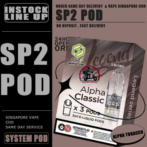 SP2 POD FLAVOUR - VAPE DELIVERY SG SINGAPORE SP2 Pod Legend Flavour also known as SPRINGTIME. Pod Flavour starter kit comes with rechargeable device with usb Type C cable. The magnet on both battery and pod cartridge for easy plug and play. SP2 Brand from Pod & Device categories , Our Sg Vape Center was founded by former smokers. SP2 Pod Legend Flavour also known as SPRINGTIME. Pod Flavour starter kit comes with rechargeable device with usb Type C cable. The magnet on both battery and pod cartridge for easy plug and play. Specifications : Nicotine 3% Capacity 2ml per pod Package Included : 1 Pack of 3 pods ⚠️SP2 POD COMPATIBLE DEVIE WITH⚠️ DARK RIDER 3S DEVICE DD CUBE INSTAR DEVICE RELX CLASSIC DEVICE SP2 BLTIZ DEVICE SP2 LEGENDAA DEVICE SP2 M SERIES DEVICE ZEUZ DEVICE ⚠️SP2 POD FLVAOUR LINE UP⚠️ Alpha Tobacco Energy Drink (100Plus) Baby Taro Bubblegum x Lime Cola Double Mint Green Bean Guava Gummy Honeydew Nes Coffee Jasmine Green Tea Lemonade Long Jing Tea Pure Lychee Lite Mango Vita Orange Secret Passion Summer Pineapple Rootbeer Rose Tea Ruby Strawberry Tasty Peach Tie Guan Yin Tropical Pear Tropical SG (Fruit Punch) Watermelon White Grape Grapefruit Jasmine Tea Green Apple Rich Yakultory Sparkling Lemon Icy Herbal Tea Golden Chrysanthemum Lime Fizzy Zes Tea Himalaya Tie Guan Yin Himalaya Mineral Himalaya Jasmine SG VAPE COD SAME DAY DELIVERY , CASH ON DELIVERY ONLY. TAKE BULK ORDER /MORE ORDER PLS CONTACT ME : VAPEDELIVERYSG VIEW OUR DAILY NEWS INFORMATION VAPE : TELEGRAM CHANNEL