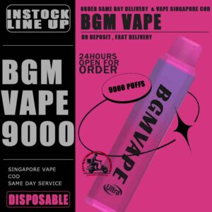BGM VAPE 9000 DISPOSABLE - VAPE DELIVERY SG SINGAPORE Bgm Vape Ultra Rechargeable Disposable comes with a massive 9000 puffs. Singapore Vaper no need worries not enough to use. The device is portable and light, vaper can bring it to anywhere with hassle-free . BGM vape flavours is focusing in cold and fruit-based. The best seller flavors are tie guan yin, superb mint and mango melon. Specification : Puff : 9000 Puffs Volume : 12ML Flavour Charging : Rechargeable with Type C Coil : Mesh Coil Fully Charged Time : 20mins Nicotine Strength : 5% ⚠️BGM VAPE 9000 FLAVOUR LINE UP⚠️ Yacult Orange Jasmine Tea Mango Melon Litchi Ice Yacult Grape Tie Guan Yin Luch Ice Superb Mint Fuji Apple Pure Passion Peach Oolong Double Melon Pure Grape watermelon lychee Taro Creamy Peach Lychee Watermelon Black Tea SG VAPE COD SAME DAY DELIVERY , CASH ON DELIVERY ONLY. TAKE BULK ORDER /MORE ORDER PLS CONTACT ME : VAPEDELIVERYSG VIEW OUR DAILY NEWS INFORMATION VAPE : TELEGRAM CHANNEL