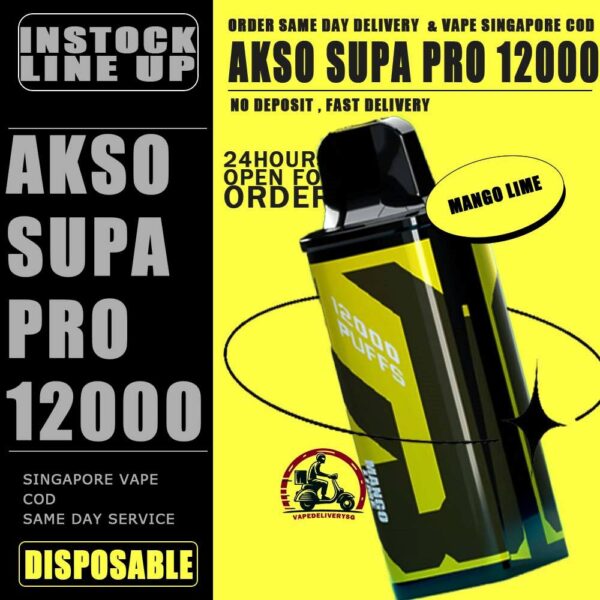 AKSO SUPA PRO 12000 DISPOSABLE ( STARTER KIT & CARTRIDGE PREFILLED) - VAPE DELIVERY SG SINGAPORE AKSO SUPA PRO are one of the smash-market Cartridge System Pod in Malaysia. They pack a rechargeable battery and come prefilled with a whopping 12ml of liquid together with an indicator special for battery and liquid level. This allows you to vape longer on a single disposable and makes the AKSO SUPA PRO a great option for traveling, extended road trips, or even just day-to-day use. Each AKSO SUPA PRO Cartridge will last for 12000 puffs. What makes AKSO SUPA PRO are different than the other device because it came with Chip Set System which will show you accurate level of flavour indicator. delivers a great flavoring, a satisfying draw and the indicator; They feel really good in the hand as ergonomic shape to hold and vape with. The AKSO SUPA PRO is available in 12 flavors for you to choose. Some flavors to try are Blackcurrant Yacult, Rootbeer, Apple Asam Boi and Nutty Tobacco. Specification : Puffs : 12000 Coil : Mesh coil Battery Capacity : Type-C Rechargeable Nicotine Strength : 5% ⚠️AKSO SUPA PRO 12000 STARTER KIT & CARTRIDGE LINE UP⚠️ Ice Coffee Hazelnut Peanut Butter Toast Pomegranate Plum Guava Oolong Green Tea Zesty Grape Honeydew Blackcurrant Mango Gis Blueberry Kiwi Wild Sour Berry Apple Aloe Vera Grape Gum Mango Lime Passion Lychee Pineapple Mango Strawberry Hami Melon Passion Grape Mango Nata De Coco Nutty Tobacco Grape Minty Gum Lychee Longan Rootbeer Ice Watermelon Watermelon Grape Apple Asam Boi Triple Mango Strawberry Vanilla Custard Blueberry Yakult Tie Guan Yin Pina Watermelon Strawberry SG VAPE COD SAME DAY DELIVERY , CASH ON DELIVERY ONLY. TAKE BULK ORDER /MORE ORDER PLS CONTACT ME : VAPEDELIVERYSG VIEW OUR DAILY NEWS INFORMATION VAPE : TELEGRAM CHANNEL