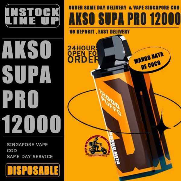 AKSO SUPA PRO 12000 DISPOSABLE ( STARTER KIT & CARTRIDGE PREFILLED) - VAPE DELIVERY SG SINGAPORE AKSO SUPA PRO are one of the smash-market Cartridge System Pod in Malaysia. They pack a rechargeable battery and come prefilled with a whopping 12ml of liquid together with an indicator special for battery and liquid level. This allows you to vape longer on a single disposable and makes the AKSO SUPA PRO a great option for traveling, extended road trips, or even just day-to-day use. Each AKSO SUPA PRO Cartridge will last for 12000 puffs. What makes AKSO SUPA PRO are different than the other device because it came with Chip Set System which will show you accurate level of flavour indicator. delivers a great flavoring, a satisfying draw and the indicator; They feel really good in the hand as ergonomic shape to hold and vape with. The AKSO SUPA PRO is available in 12 flavors for you to choose. Some flavors to try are Blackcurrant Yacult, Rootbeer, Apple Asam Boi and Nutty Tobacco. Specification : Puffs : 12000 Coil : Mesh coil Battery Capacity : Type-C Rechargeable Nicotine Strength : 5% ⚠️AKSO SUPA PRO 12000 STARTER KIT & CARTRIDGE LINE UP⚠️ Ice Coffee Hazelnut Peanut Butter Toast Pomegranate Plum Guava Oolong Green Tea Zesty Grape Honeydew Blackcurrant Mango Gis Blueberry Kiwi Wild Sour Berry Apple Aloe Vera Grape Gum Mango Lime Passion Lychee Pineapple Mango Strawberry Hami Melon Passion Grape Mango Nata De Coco Nutty Tobacco Grape Minty Gum Lychee Longan Rootbeer Ice Watermelon Watermelon Grape Apple Asam Boi Triple Mango Strawberry Vanilla Custard Blueberry Yakult Tie Guan Yin Pina Watermelon Strawberry SG VAPE COD SAME DAY DELIVERY , CASH ON DELIVERY ONLY. TAKE BULK ORDER /MORE ORDER PLS CONTACT ME : VAPEDELIVERYSG VIEW OUR DAILY NEWS INFORMATION VAPE : TELEGRAM CHANNEL