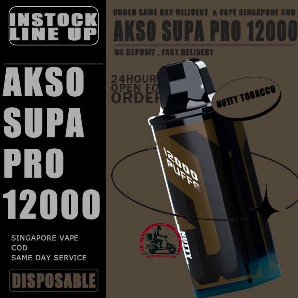 AKSO SUPA PRO 12000 DISPOSABLE ( STARTER KIT & CARTRIDGE PREFILLED) - VAPE DELIVERY SG SINGAPORE AKSO SUPA PRO are one of the smash-market Cartridge System Pod in Malaysia. They pack a rechargeable battery and come prefilled with a whopping 12ml of liquid together with an indicator special for battery and liquid level. This allows you to vape longer on a single disposable and makes the AKSO SUPA PRO a great option for traveling, extended road trips, or even just day-to-day use. Each AKSO SUPA PRO Cartridge will last for 12000 puffs. What makes AKSO SUPA PRO are different than the other device because it came with Chip Set System which will show you accurate level of flavour indicator. delivers a great flavoring, a satisfying draw and the indicator; They feel really good in the hand as ergonomic shape to hold and vape with. The AKSO SUPA PRO is available in 12 flavors for you to choose. Some flavors to try are Blackcurrant Yacult, Rootbeer, Apple Asam Boi and Nutty Tobacco. Specification : Puffs : 12000 Coil : Mesh coil Battery Capacity : Type-C Rechargeable Nicotine Strength : 5% ⚠️AKSO SUPA PRO 12000 STARTER KIT & CARTRIDGE LINE UP⚠️ Ice Coffee Hazelnut Peanut Butter Toast Pomegranate Plum Guava Oolong Green Tea Zesty Grape Honeydew Blackcurrant Mango Gis Blueberry Kiwi Wild Sour Berry Apple Aloe Vera Grape Gum Mango Lime Passion Lychee Pineapple Mango Strawberry Hami Melon Passion Grape Mango Nata De Coco Nutty Tobacco Grape Minty Gum Lychee Longan Rootbeer Ice Watermelon Watermelon Grape Apple Asam Boi Triple Mango Strawberry Vanilla Custard Blueberry Yakult Tie Guan Yin Pina Watermelon Strawberry SG VAPE COD SAME DAY DELIVERY , CASH ON DELIVERY ONLY. TAKE BULK ORDER /MORE ORDER PLS CONTACT ME : VAPEDELIVERYSG VIEW OUR DAILY NEWS INFORMATION VAPE : TELEGRAM CHANNEL