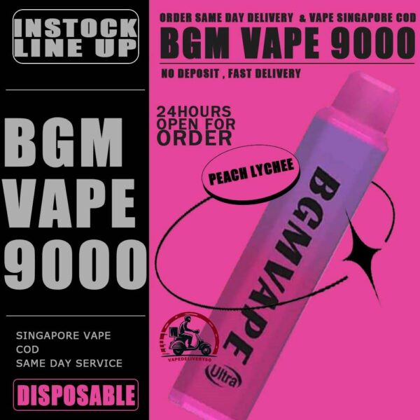 BGM VAPE 9000 DISPOSABLE - VAPE DELIVERY SG SINGAPORE Bgm Vape Ultra Rechargeable Disposable comes with a massive 9000 puffs. Singapore Vaper no need worries not enough to use. The device is portable and light, vaper can bring it to anywhere with hassle-free . BGM vape flavours is focusing in cold and fruit-based. The best seller flavors are tie guan yin, superb mint and mango melon. Specification : Puff : 9000 Puffs Volume : 12ML Flavour Charging : Rechargeable with Type C Coil : Mesh Coil Fully Charged Time : 20mins Nicotine Strength : 5% ⚠️BGM VAPE 9000 FLAVOUR LINE UP⚠️ Yacult Orange Jasmine Tea Mango Melon Litchi Ice Yacult Grape Tie Guan Yin Luch Ice Superb Mint Fuji Apple Pure Passion Peach Oolong Double Melon Pure Grape watermelon lychee Taro Creamy Peach Lychee Watermelon Black Tea SG VAPE COD SAME DAY DELIVERY , CASH ON DELIVERY ONLY. TAKE BULK ORDER /MORE ORDER PLS CONTACT ME : VAPEDELIVERYSG VIEW OUR DAILY NEWS INFORMATION VAPE : TELEGRAM CHANNEL