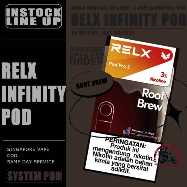 RELX INFINITY POD - VAPE DELIVERY SG SINGAPORE RELX Infinity pod come in a wide range of flavors with a massive 2ml capacity for its pre-filled nicotine salt e-juice pods that lasts approximately 650 puffs. Discover out signature Menthol Xtra 5% Nicotine flavor, alongside popular options like Infinity Pod Watermelon Ice, Tangy Grape , Mint Freeze , Jasmine Green Tea, Strawberry Burst, and Oolong Tea. For those craving extra sweetness, you can also enjoy Root Brew or Dark Sparkle flavors. Specifications : Capacity: 2ml Life Span: 500-650 puff Package Include : 1 Pack of 3 Pods ⚠️RELX INFINITY POD FLAVOUR LINE UP⚠️ Blueberry Splash Crisp Apple Jasmine Green Tea Pink Guava Root Brew Honey Pomelo Fresh Peach Lychee Ice Lemon Zest Honeydew Melon Iced Latte White Coffee Thai Milk Tea Smooth Mango Orange Sparkle Strawberry Burst Dark Sparkle Lime Sparkle Banana Freeze Ludou Ice Lime Ice Taro Scoop Oolong Tea LongJing Tea Iced Black Tea Tangy Grape Watermelon Ice Menthol Xtra Mint Freeze Lemon Mint Rich Tobacco Classic Tobacco Menthol Extra 0mg Watermelon Ice 0mg ⚠️RELX INFINITY POD COMPATIBLE WITH⚠️ DD Cube Device Relx Infinity Device Relx Phantom Device Relx Infinity 2 Device Lana Infinity Device Relx Artisan SG VAPE COD SAME DAY DELIVERY , CASH ON DELIVERY ONLY. TAKE BULK ORDER /MORE ORDER PLS CONTACT ME : VAPEDELIVERYSG VIEW OUR DAILY NEWS INFORMATION VAPE : TELEGRAM CHANNEL