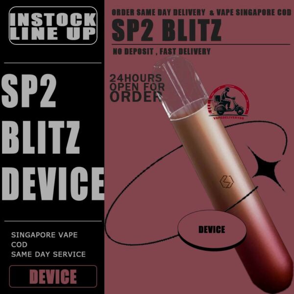 SP2 BLITZ DEVICE - VAPE DELIVERY SG SINGAPORE SP2 DEVICE, as known as SP2S, is all-in-one closed pod system produced by Spring Time. It powered by 350mAh built-in battery and equipped with transparent crystal pod flavour with BLITZ light. With pre-filled 2ml e-liquid, the SP2 Blitz brings an easy vape for portability and ease of use. SP2 has a vibration reminder after taking over 15 puff within 10min. The LED light indicator display red light during charging, and light off after the battery is fully charged. The LED light flashes 10 times to indicate low power. SP2 pod starter kit comes with rechargeable SP2s device usb Type C cable. The magnet on both battery and pod cartridge for easy plug and play. Features: Built-in Battery 350mAh Maximum Wattage: 10-15W Magnetic Pod Connection Full Charge 40min last up to 300-500 puff Specification : Built-in Battery 350mAh Maximum Wattage: 10-15W Magnetic Pod Connection Full Charge 40min last up to 300-500 puff Package Included : 1 x Device 1 x Type-C Cable ⚠️SP2 BLITZ DEVICE COMPATIBLE POD WITH⚠️ SP2 POD LANA POD ZEUZ POD ZENO POD GENESIS POD R-ONE POD KIZZ POD J13 POD ⚠️SP2 DEVICE COLOUR LINE UP⚠️ Pearl White Quasars Green Samurai Blue Romance Red Gold Generation Gun Metal Galaxy Blue Sunset Shadow SG VAPE COD SAME DAY DELIVERY , CASH ON DELIVERY ONLY. TAKE BULK ORDER /MORE ORDER PLS CONTACT ME : VAPEDELIVERYSG VIEW OUR DAILY NEWS INFORMATION VAPE : TELEGRAM CHANNEL