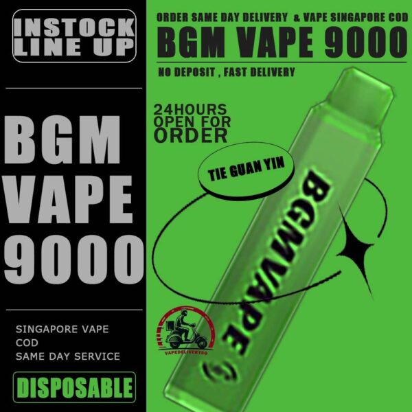 BGM VAPE 9000 DISPOSABLE - VAPE DELIVERY SG SINGAPORE Bgm Vape Ultra Rechargeable Disposable comes with a massive 9000 puffs. Singapore Vaper no need worries not enough to use. The device is portable and light, vaper can bring it to anywhere with hassle-free . BGM vape flavours is focusing in cold and fruit-based. The best seller flavors are tie guan yin, superb mint and mango melon. Specification : Puff : 9000 Puffs Volume : 12ML Flavour Charging : Rechargeable with Type C Coil : Mesh Coil Fully Charged Time : 20mins Nicotine Strength : 5% ⚠️BGM VAPE 9000 FLAVOUR LINE UP⚠️ Yacult Orange Jasmine Tea Mango Melon Litchi Ice Yacult Grape Tie Guan Yin Luch Ice Superb Mint Fuji Apple Pure Passion Peach Oolong Double Melon Pure Grape watermelon lychee Taro Creamy Peach Lychee Watermelon Black Tea SG VAPE COD SAME DAY DELIVERY , CASH ON DELIVERY ONLY. TAKE BULK ORDER /MORE ORDER PLS CONTACT ME : VAPEDELIVERYSG VIEW OUR DAILY NEWS INFORMATION VAPE : TELEGRAM CHANNEL