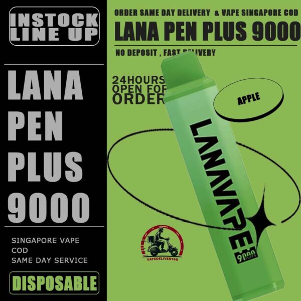 LANA PEN PLUS 9000 / 9K PUFFS DISPOSABLE - VAPE DELIVERY SG SINGAPORE The Lana Pen Plus 9000 Puffs disposable vape is cool design and it is rechargeable. It contains nicotine salt e-juice and vapes up to 9k puffs , There are many flavours for you to choose from. The Lana Pen Plus 9k rechargeable port at the bottom of the device guarantees you finish the last drop of the e-juice in the tank every time, it is welcome by many vapers due to the vaping taste and the appearance, the LED Flash will change color when vaping, looks cool too. Specifition : 9000 Puffs E-Liquid Capacity: 15ml Battery Capacity: 650mAh 3% Nicotine Rechargeable: USB Type-C charger LED Flashing Light ⚠️LANA PEN PLUS 9000 DISPOSABLE FLAVOUR LINE UP⚠️ Cantaloupe (Honeydew) Passion Fruit Grape Lychee Strawberry Milk Watermelon Apple Mixed Fruit Blue Raspberry Pomegranate Taro Ice Cream Frozen Bubblegum Frozen Strawberry Kiwi Frozen Lychee Frozen Grape Frozen Sea Salt Lemon Frozen Passion Fruit Frozen Super Mint Frozen Strawberry Watermelon Frozen Watermelon Frozen Tie Guan Yin Pomelo Blackcurrant Mint Mango Peach Kiwi Passion Guava Mint SG VAPE COD SAME DAY DELIVERY , CASH ON DELIVERY ONLY. TAKE BULK ORDER /MORE ORDER PLS CONTACT ME : VAPEDELIVERYSG VIEW OUR DAILY NEWS INFORMATION VAPE : TELEGRAM CHANNEL