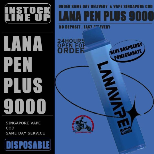 LANA PEN PLUS 9000 / 9K PUFFS DISPOSABLE - VAPE DELIVERY SG SINGAPORE The Lana Pen Plus 9000 Puffs disposable vape is cool design and it is rechargeable. It contains nicotine salt e-juice and vapes up to 9k puffs , There are many flavours for you to choose from. The Lana Pen Plus 9k rechargeable port at the bottom of the device guarantees you finish the last drop of the e-juice in the tank every time, it is welcome by many vapers due to the vaping taste and the appearance, the LED Flash will change color when vaping, looks cool too. Specifition : 9000 Puffs E-Liquid Capacity: 15ml Battery Capacity: 650mAh 3% Nicotine Rechargeable: USB Type-C charger LED Flashing Light ⚠️LANA PEN PLUS 9000 DISPOSABLE FLAVOUR LINE UP⚠️ Cantaloupe (Honeydew) Passion Fruit Grape Lychee Strawberry Milk Watermelon Apple Mixed Fruit Blue Raspberry Pomegranate Taro Ice Cream Frozen Bubblegum Frozen Strawberry Kiwi Frozen Lychee Frozen Grape Frozen Sea Salt Lemon Frozen Passion Fruit Frozen Super Mint Frozen Strawberry Watermelon Frozen Watermelon Frozen Tie Guan Yin Pomelo Blackcurrant Mint Mango Peach Kiwi Passion Guava Mint SG VAPE COD SAME DAY DELIVERY , CASH ON DELIVERY ONLY. TAKE BULK ORDER /MORE ORDER PLS CONTACT ME : VAPEDELIVERYSG VIEW OUR DAILY NEWS INFORMATION VAPE : TELEGRAM CHANNEL