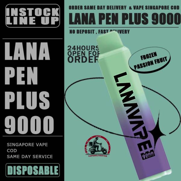 LANA PEN PLUS 9000 / 9K PUFFS DISPOSABLE - VAPE DELIVERY SG SINGAPORE The Lana Pen Plus 9000 Puffs disposable vape is cool design and it is rechargeable. It contains nicotine salt e-juice and vapes up to 9k puffs , There are many flavours for you to choose from. The Lana Pen Plus 9k rechargeable port at the bottom of the device guarantees you finish the last drop of the e-juice in the tank every time, it is welcome by many vapers due to the vaping taste and the appearance, the LED Flash will change color when vaping, looks cool too. Specifition : 9000 Puffs E-Liquid Capacity: 15ml Battery Capacity: 650mAh 3% Nicotine Rechargeable: USB Type-C charger LED Flashing Light ⚠️LANA PEN PLUS 9000 DISPOSABLE FLAVOUR LINE UP⚠️ Cantaloupe (Honeydew) Passion Fruit Grape Lychee Strawberry Milk Watermelon Apple Mixed Fruit Blue Raspberry Pomegranate Taro Ice Cream Frozen Bubblegum Frozen Strawberry Kiwi Frozen Lychee Frozen Grape Frozen Sea Salt Lemon Frozen Passion Fruit Frozen Super Mint Frozen Strawberry Watermelon Frozen Watermelon Frozen Tie Guan Yin Pomelo Blackcurrant Mint Mango Peach Kiwi Passion Guava Mint SG VAPE COD SAME DAY DELIVERY , CASH ON DELIVERY ONLY. TAKE BULK ORDER /MORE ORDER PLS CONTACT ME : VAPEDELIVERYSG VIEW OUR DAILY NEWS INFORMATION VAPE : TELEGRAM CHANNEL