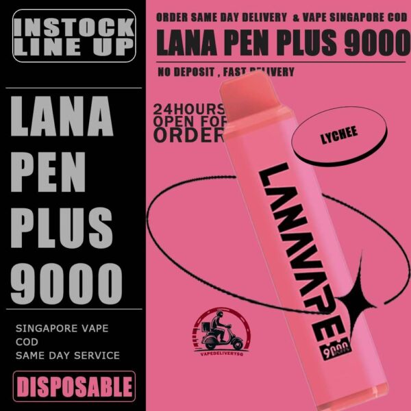 LANA PEN PLUS 9000 / 9K PUFFS DISPOSABLE - VAPE DELIVERY SG SINGAPORE The Lana Pen Plus 9000 Puffs disposable vape is cool design and it is rechargeable. It contains nicotine salt e-juice and vapes up to 9k puffs , There are many flavours for you to choose from. The Lana Pen Plus 9k rechargeable port at the bottom of the device guarantees you finish the last drop of the e-juice in the tank every time, it is welcome by many vapers due to the vaping taste and the appearance, the LED Flash will change color when vaping, looks cool too. Specifition : 9000 Puffs E-Liquid Capacity: 15ml Battery Capacity: 650mAh 3% Nicotine Rechargeable: USB Type-C charger LED Flashing Light ⚠️LANA PEN PLUS 9000 DISPOSABLE FLAVOUR LINE UP⚠️ Cantaloupe (Honeydew) Passion Fruit Grape Lychee Strawberry Milk Watermelon Apple Mixed Fruit Blue Raspberry Pomegranate Taro Ice Cream Frozen Bubblegum Frozen Strawberry Kiwi Frozen Lychee Frozen Grape Frozen Sea Salt Lemon Frozen Passion Fruit Frozen Super Mint Frozen Strawberry Watermelon Frozen Watermelon Frozen Tie Guan Yin Pomelo Blackcurrant Mint Mango Peach Kiwi Passion Guava Mint SG VAPE COD SAME DAY DELIVERY , CASH ON DELIVERY ONLY. TAKE BULK ORDER /MORE ORDER PLS CONTACT ME : VAPEDELIVERYSG VIEW OUR DAILY NEWS INFORMATION VAPE : TELEGRAM CHANNEL