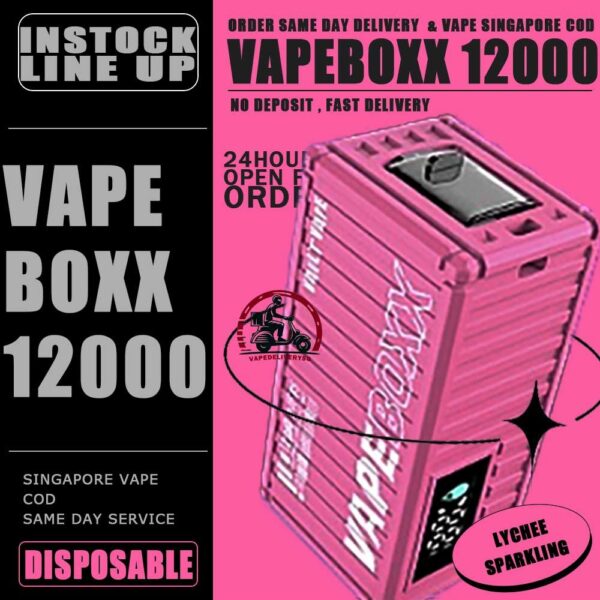 VAPEBOXX 12000 DISPOSABLE - VAPE DELIVERY SG SINGAPORE The VAPEBOXX 12000 Puffs disposable box from VAULT VAPE is an innovative addition to the vaping market, offering an impressive puff capacity of 12,000 hits with a 5% nicotine concentration. Overall, the VAPEBOXX 12000 Puffs disposable box appears to combine a high puff count with several user-friendly features, making it an appealing choice for vapers seeking convenience, performance, and customization options. Specifition : Smart Screen Display Hidden Foldable TIP Explosive Cloud Adjustable Airflow Convenient Landyard Compatible ⚠️VAPEBOXX 12000 DISPOSABLE FLAVOUR LIST⚠️ Hazelnut Coffee Honeydew Melon Gummy Bear Grape Yogurt Double Mango Solero Ice Cream Energy Bull Strawberry Ice Cream Grape Apple Mixed Fruits Sour Bubblegum Original Yakult Grape Sparkling Green Apple Sparkling Lychee Sparkling Blackcurrant Grape Watermelon Bubblegum Kiwi Strawberry Apple American Oat Energy Drink Freezy Grape Grapple Lychee Ice Mango Ice Mineral Water Pineapple Sparkling Cola Strawberry Ice Watermelon Ice SG VAPE COD SAME DAY DELIVERY , CASH ON DELIVERY ONLY. TAKE BULK ORDER /MORE ORDER PLS CONTACT ME : VAPEDELIVERYSG VIEW OUR DAILY NEWS INFORMATION VAPE : TELEGRAM CHANNEL