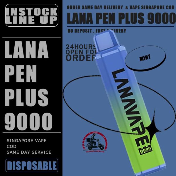 LANA PEN PLUS 9000 / 9K PUFFS DISPOSABLE - VAPE DELIVERY SG SINGAPORE The Lana Pen Plus 9000 Puffs disposable vape is cool design and it is rechargeable. It contains nicotine salt e-juice and vapes up to 9k puffs , There are many flavours for you to choose from. The Lana Pen Plus 9k rechargeable port at the bottom of the device guarantees you finish the last drop of the e-juice in the tank every time, it is welcome by many vapers due to the vaping taste and the appearance, the LED Flash will change color when vaping, looks cool too. Specifition : 9000 Puffs E-Liquid Capacity: 15ml Battery Capacity: 650mAh 3% Nicotine Rechargeable: USB Type-C charger LED Flashing Light ⚠️LANA PEN PLUS 9000 DISPOSABLE FLAVOUR LINE UP⚠️ Cantaloupe (Honeydew) Passion Fruit Grape Lychee Strawberry Milk Watermelon Apple Mixed Fruit Blue Raspberry Pomegranate Taro Ice Cream Frozen Bubblegum Frozen Strawberry Kiwi Frozen Lychee Frozen Grape Frozen Sea Salt Lemon Frozen Passion Fruit Frozen Super Mint Frozen Strawberry Watermelon Frozen Watermelon Frozen Tie Guan Yin Pomelo Blackcurrant Mint Mango Peach Kiwi Passion Guava Mint SG VAPE COD SAME DAY DELIVERY , CASH ON DELIVERY ONLY. TAKE BULK ORDER /MORE ORDER PLS CONTACT ME : VAPEDELIVERYSG VIEW OUR DAILY NEWS INFORMATION VAPE : TELEGRAM CHANNEL