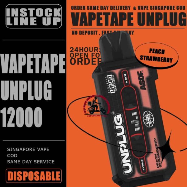 VAPETAPE UNPLUG 12000 DISPOSABLE STARTER KIT & CARTRIDGE POD - VAPE DELIVERY SG SINGAPORE The VAPETAPE UNPLUG 12000 DISPOSABLE in our Vape Singapore Shop Ready stock , Get it now with us and same day delivery ! The Vapetape Unplug 12K by ASDF , provides an excellent vaping experience with a 12,000 puffs capacity. For ease of use and diversity, this disposable system combines with a 5% nicotine context and type C charghing port. Its creative design prioritises portability and ease of use while offering a fulfilling vaping experience. Users looking for a longer lasting choice without the inconvenience of refills or recharges may enjoy a customisable and controlled vaping experience with this device’s features including adjustable airflow and a battery indicator. Specification: Puffs : 12000 puffs Volume : 21ML Flavour Charging : Rechargeable with Type C Coil : Mesh Coil Fully Charged Time : 25mins Nicotine Strength : 5% ⚠️VAPETAPE UNPLUG 12K STARTER KIT & CARTRIDGE POD FLAVOUR LINE UP⚠️ Apple Lychee Berries Yogurt Blackcurrant Berries Blackcurrant Bubblegum Blackcurrant Yogurt Butter Popcorn Carrot Milk Choco Mint Candy Double Grape Grape Aloe Grape Pear Guava Melon Hazelnut Coffee Honeydew Bubblegum Honeydew Slurpee Kiwi Mango Watermelon Mango Pineapple Mango Slurpee Orange Mango Guava Peach Strawberry Pineapple Apple Rybena Lychee Solero Tropical Strawberry Grapple Watermelon Bubblegum SG VAPE COD SAME DAY DELIVERY , CASH ON DELIVERY ONLY. TAKE BULK ORDER /MORE ORDER PLS CONTACT ME : VAPEDELIVERYSG VIEW OUR DAILY NEWS INFORMATION VAPE : TELEGRAM CHANNEL