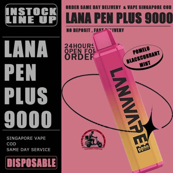 LANA PEN PLUS 9000 / 9K PUFFS DISPOSABLE - VAPE DELIVERY SG SINGAPORE The Lana Pen Plus 9000 Puffs disposable vape is cool design and it is rechargeable. It contains nicotine salt e-juice and vapes up to 9k puffs , There are many flavours for you to choose from. The Lana Pen Plus 9k rechargeable port at the bottom of the device guarantees you finish the last drop of the e-juice in the tank every time, it is welcome by many vapers due to the vaping taste and the appearance, the LED Flash will change color when vaping, looks cool too. Specifition : 9000 Puffs E-Liquid Capacity: 15ml Battery Capacity: 650mAh 3% Nicotine Rechargeable: USB Type-C charger LED Flashing Light ⚠️LANA PEN PLUS 9000 DISPOSABLE FLAVOUR LINE UP⚠️ Cantaloupe (Honeydew) Passion Fruit Grape Lychee Strawberry Milk Watermelon Apple Mixed Fruit Blue Raspberry Pomegranate Taro Ice Cream Frozen Bubblegum Frozen Strawberry Kiwi Frozen Lychee Frozen Grape Frozen Sea Salt Lemon Frozen Passion Fruit Frozen Super Mint Frozen Strawberry Watermelon Frozen Watermelon Frozen Tie Guan Yin Pomelo Blackcurrant Mint Mango Peach Kiwi Passion Guava Mint SG VAPE COD SAME DAY DELIVERY , CASH ON DELIVERY ONLY. TAKE BULK ORDER /MORE ORDER PLS CONTACT ME : VAPEDELIVERYSG VIEW OUR DAILY NEWS INFORMATION VAPE : TELEGRAM CHANNEL