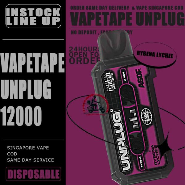 VAPETAPE UNPLUG 12000 DISPOSABLE STARTER KIT & CARTRIDGE POD - VAPE DELIVERY SG SINGAPORE The VAPETAPE UNPLUG 12000 DISPOSABLE in our Vape Singapore Shop Ready stock , Get it now with us and same day delivery ! The Vapetape Unplug 12K by ASDF , provides an excellent vaping experience with a 12,000 puffs capacity. For ease of use and diversity, this disposable system combines with a 5% nicotine context and type C charghing port. Its creative design prioritises portability and ease of use while offering a fulfilling vaping experience. Users looking for a longer lasting choice without the inconvenience of refills or recharges may enjoy a customisable and controlled vaping experience with this device’s features including adjustable airflow and a battery indicator. Specification: Puffs : 12000 puffs Volume : 21ML Flavour Charging : Rechargeable with Type C Coil : Mesh Coil Fully Charged Time : 25mins Nicotine Strength : 5% ⚠️VAPETAPE UNPLUG 12K STARTER KIT & CARTRIDGE POD FLAVOUR LINE UP⚠️ Apple Lychee Berries Yogurt Blackcurrant Berries Blackcurrant Bubblegum Blackcurrant Yogurt Butter Popcorn Carrot Milk Choco Mint Candy Double Grape Grape Aloe Grape Pear Guava Melon Hazelnut Coffee Honeydew Bubblegum Honeydew Slurpee Kiwi Mango Watermelon Mango Pineapple Mango Slurpee Orange Mango Guava Peach Strawberry Pineapple Apple Rybena Lychee Solero Tropical Strawberry Grapple Watermelon Bubblegum SG VAPE COD SAME DAY DELIVERY , CASH ON DELIVERY ONLY. TAKE BULK ORDER /MORE ORDER PLS CONTACT ME : VAPEDELIVERYSG VIEW OUR DAILY NEWS INFORMATION VAPE : TELEGRAM CHANNEL