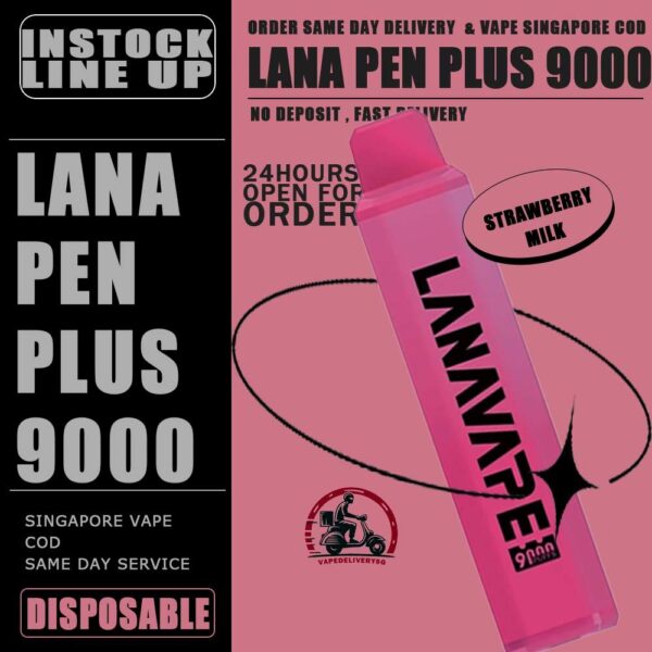 LANA PEN PLUS 9000 / 9K PUFFS DISPOSABLE - VAPE DELIVERY SG SINGAPORE The Lana Pen Plus 9000 Puffs disposable vape is cool design and it is rechargeable. It contains nicotine salt e-juice and vapes up to 9k puffs , There are many flavours for you to choose from. The Lana Pen Plus 9k rechargeable port at the bottom of the device guarantees you finish the last drop of the e-juice in the tank every time, it is welcome by many vapers due to the vaping taste and the appearance, the LED Flash will change color when vaping, looks cool too. Specifition : 9000 Puffs E-Liquid Capacity: 15ml Battery Capacity: 650mAh 3% Nicotine Rechargeable: USB Type-C charger LED Flashing Light ⚠️LANA PEN PLUS 9000 DISPOSABLE FLAVOUR LINE UP⚠️ Cantaloupe (Honeydew) Passion Fruit Grape Lychee Strawberry Milk Watermelon Apple Mixed Fruit Blue Raspberry Pomegranate Taro Ice Cream Frozen Bubblegum Frozen Strawberry Kiwi Frozen Lychee Frozen Grape Frozen Sea Salt Lemon Frozen Passion Fruit Frozen Super Mint Frozen Strawberry Watermelon Frozen Watermelon Frozen Tie Guan Yin Pomelo Blackcurrant Mint Mango Peach Kiwi Passion Guava Mint SG VAPE COD SAME DAY DELIVERY , CASH ON DELIVERY ONLY. TAKE BULK ORDER /MORE ORDER PLS CONTACT ME : VAPEDELIVERYSG VIEW OUR DAILY NEWS INFORMATION VAPE : TELEGRAM CHANNEL