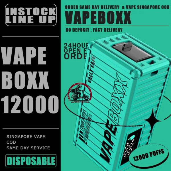 VAPEBOXX 12000 DISPOSABLE - VAPE DELIVERY SG SINGAPORE The VAPEBOXX 12000 Puffs disposable box from VAULT VAPE is an innovative addition to the vaping market, offering an impressive puff capacity of 12,000 hits with a 5% nicotine concentration. Overall, the VAPEBOXX 12000 Puffs disposable box appears to combine a high puff count with several user-friendly features, making it an appealing choice for vapers seeking convenience, performance, and customization options. Specifition : Smart Screen Display Hidden Foldable TIP Explosive Cloud Adjustable Airflow Convenient Landyard Compatible ⚠️VAPEBOXX 12000 DISPOSABLE FLAVOUR LIST⚠️ Hazelnut Coffee Honeydew Melon Gummy Bear Grape Yogurt Double Mango Solero Ice Cream Energy Bull Strawberry Ice Cream Grape Apple Mixed Fruits Sour Bubblegum Original Yakult Grape Sparkling Green Apple Sparkling Lychee Sparkling Blackcurrant Grape Watermelon Bubblegum Kiwi Strawberry Apple American Oat Energy Drink Freezy Grape Grapple Lychee Ice Mango Ice Mineral Water Pineapple Sparkling Cola Strawberry Ice Watermelon Ice SG VAPE COD SAME DAY DELIVERY , CASH ON DELIVERY ONLY. TAKE BULK ORDER /MORE ORDER PLS CONTACT ME : VAPEDELIVERYSG VIEW OUR DAILY NEWS INFORMATION VAPE : TELEGRAM CHANNEL