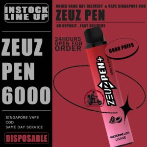 ZEUZ PEN PLUS 6000 DISPOSABLE - VAPE DELIVERY SG SINGAPORE The Zeuz Pen Plus 6000 is 6k Puffs rechargeable type disposable vape Vape Ready stock in our sg singapore store online shop for same day delivery! It design in pen shape and it is auto draw active device. This make it easy to carry to every where with hassle free. Experience an elegant and sophisticated vape with Zeuz Pen Plus 6000 Puff. Featuring a sleek pen design that is discreet and lightweight, this rechargeable device offers up to 6000 puffs with a wide range of flavours and 3% nicotine. Enjoy the exclusivity of Zeuz Vape with the luxurious Zeuz Vape Plus 6000 Puff. Specification: Puff:6000puff Nicotine:5% Capacity:9ML Charging: With Type-C Usb Cable ⚠️ZEUZ PEN 6000 DISPOSABLE FLAVOUR LIST⚠️ Sour Apple Banana Milkshake Mint Extra Hazelnut Coffee Honeydew Melon Ice Lychee Pure Grape Lemon Bubblegum Lemon Coke Power Bull (RED BULL) Strawberry Ice Cream The Real Rootbeer Tie Guan Yin Triple Mango Watermelon Ice Watermelon Cherry Yakult Grape Bubblegum Classic Tobacco Chrysanthemum Tea Watermelon Lychee Solero Lime Strawberry Watermelon Frozen Peach Yogurt Mango Watermelon Lemon SG VAPE COD SAME DAY DELIVERY , CASH ON DELIVERY ONLY. TAKE BULK ORDER /MORE ORDER PLS CONTACT ME : VAPEDELIVERYSG VIEW OUR DAILY NEWS INFORMATION VAPE : TELEGRAM CHANNEL