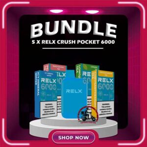 5PCS RELX CRUSH POCKET 6000 DISPOSABLE - VAPE DELIVERY SG SINGAPORE Sale of bundle package RELX CRUSH POCKET 6000 Puffs DISPOSABLE , choose 5 x Pcs flavour get lowest price at VAPE DELIVERY SG SINGAPORE SHOP! The RELX Crush Pocket 6000 Puffs Disposable vape Ready stock at Singapore sg shop on sale for same day delivery. This kit offers a refreshing summer experience with its subtle sweetness, strong cooling effect, and moderate richness RELX's innovation guarantees a lively, icy taste. Experience it for yourself and notice the distinction. Ultra icy, ultra rich. RELX Pocket features a puff count of up to 6k puffs, an atomizer with a mech coil 2.0, powered by 10W. Equipped with a 470mAh battery, it reaches 80% charge in just 45 minutes. Specifition :  Puffs: 6000 Puff Nicotine Strength : 3% Charging Time : Roughly 30-45min Battery Capacity : Type-C Rechargeable Package Include : 5PCS x RELX CRUSH POCKET 6000 Puffs Free Delivery Charge ⚠️RELX CRUSH POCKET 6000 FLAVOUR LINE UP⚠️ Chrysanthemum Tea (3%) Icy Mineral Water (3%) LongJIng Tea (3%) Mint Freeze (3%) Peach Oolong Tea (3%) Root Beer (3%) Sea Salt Lemon (3%) Sour Plum Cola (3%) TieGuanYin Tea (3%) Watermelon Chill (3%) Creamy Tobacco (5%) Fresh Mint (5%) Mocha (5%) Tangy Grape (5%) Triple Mango (5%) SG VAPE COD SAME DAY DELIVERY , CASH ON DELIVERY ONLY. TAKE BULK ORDER /MORE ORDER PLS CONTACT ME : VAPEDELIVERYSG VIEW OUR DAILY NEWS INFORMATION VAPE : TELEGRAM CHANNEL