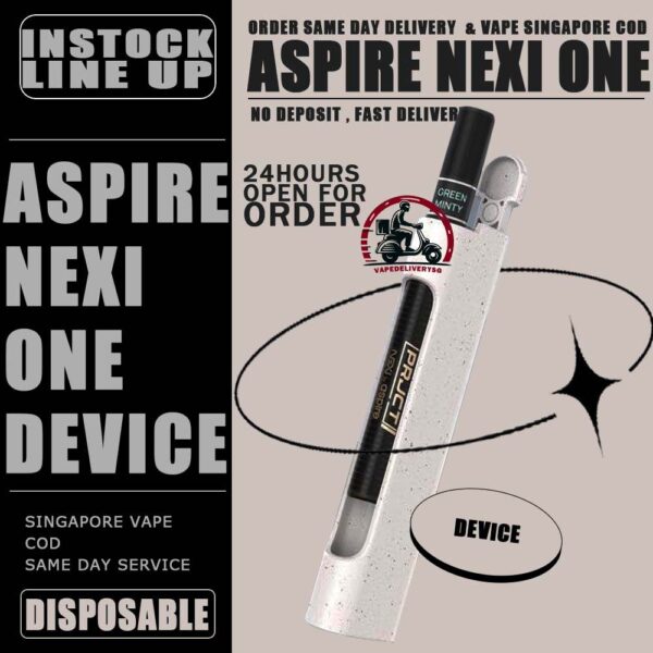 NEXI ONE DEVICE by Aspire - VAPE DELIVERY SG SINGAPORE Discover the NEXI ONE, Aspire's latest innovation in the e-cigarette market. Inspired by sleek designs like IQOS. Lightweight and portable, yet powerful! NEXI ONE is designed for convenience, making it easy to carry wherever you go.  Simply pair the device with a NEXI ONE prefiled pod for an exceptional vaping journey. With its powerful 400mAh Nexi Power Bank, you can charge your device up to 6 times on a single charge, ensuring you're always ready for the next puff. The Nexi One Device Ready stock at singapore vape Shop online , Get it now with us! Specification : Nexi One Power Bank Battery : 400mAh (Supports up to 6 recharges for the NEXI ONE device) NexI One Device Battery : 60mAh Output : 3.6V constant output Coil Resistance : 1.6 OHM Package Include : Nexi One Power Bank x1 Nexi One Device Kit x1 ⚠️ASPIRE NEXI ONE DEVICE COLOR LINE UP⚠️ WHITE (COSMIC BRIGHT) BLACK (DARKNESS ALLURE) SG VAPE COD SAME DAY DELIVERY , CASH ON DELIVERY ONLY. TAKE BULK ORDER /MORE ORDER PLS CONTACT ME : VAPEDELIVERYSG VIEW OUR DAILY NEWS INFORMATION VAPE : TELEGRAM CHANNEL