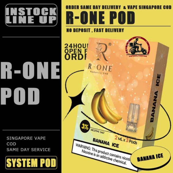 R-ONE POD - VAPE DELIVERY SG SINGAPORE R-One or Romantic One Pod , it all started from our founder’s spouse was a cigarette smoker. In order to help his spouse quit smoking, he created this brand, and name it after R-One or Romantic One Flavour, because everthing started just to help his ONLY ONE. Discover out signature Cool Mint Flavour, alongside popular options like Infinity Pod Watermelon Ice, Grape Ice , Bluberry , Energy Drink, Mango Ice, and Taro Ice Cream. For those craving extra sweetness, you can also enjoy Cola Ice or 100% Drink flavors. Specification : Capacity : 2ML Nicotine : 3% Package Included : 1 Pack of 3 Pods ⚠️R-ONE COMPATIBLE WITH DEVICE⚠️ RELX DEVICE SP2 | SP2 M SERIES | LEGEND DEVICE DARK RIDER 3 | DD CUBE ZEUZ DEVICE INSTAR DEVICE WUUZ DEVICE R-ONE DEVICE DD TOUCH DEVICE ⚠️R-ONE POD FLAVOUR LINE UP⚠️ 100% Drink Banana Ice Black Current Blueberry Ice Cola Ice Cool Mint Cuba Tobacco Energy Drink Grapes Ice Green Bean Ice Long Jing Tea Lychee Ice Mango Ice Melon Ice Mocha Coffee Old Popsicle Passion Fruit Ice Peach Ice Pineapple Ice Sour Apple – Apple Juices Ice Strawberry Ice Taro Ice Cream Watermelon Ice Yakult White Grape SG VAPE COD SAME DAY DELIVERY , CASH ON DELIVERY ONLY. TAKE BULK ORDER /MORE ORDER PLS CONTACT ME : VAPEDELIVERYSG VIEW OUR DAILY NEWS INFORMATION VAPE : TELEGRAM CHANNEL