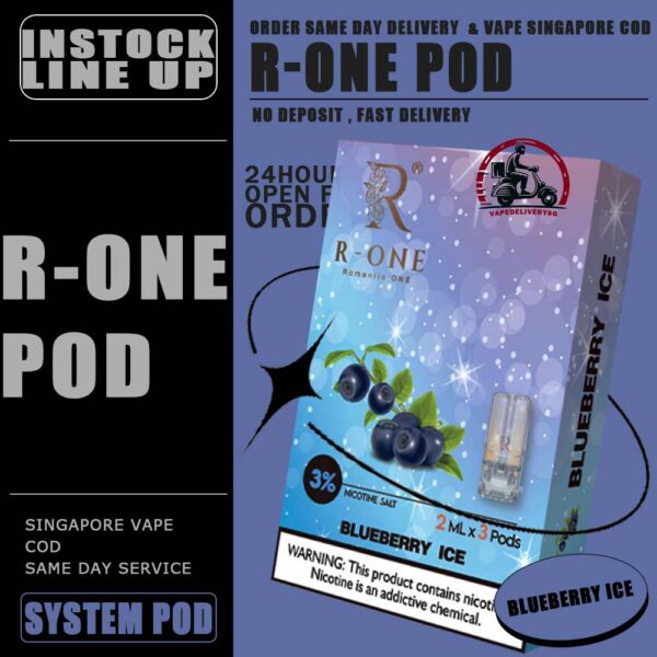 R-ONE POD - VAPE DELIVERY SG SINGAPORE R-One or Romantic One Pod , it all started from our founder’s spouse was a cigarette smoker. In order to help his spouse quit smoking, he created this brand, and name it after R-One or Romantic One Flavour, because everthing started just to help his ONLY ONE. Discover out signature Cool Mint Flavour, alongside popular options like Infinity Pod Watermelon Ice, Grape Ice , Bluberry , Energy Drink, Mango Ice, and Taro Ice Cream. For those craving extra sweetness, you can also enjoy Cola Ice or 100% Drink flavors. Specification : Capacity : 2ML Nicotine : 3% Package Included : 1 Pack of 3 Pods ⚠️R-ONE COMPATIBLE WITH DEVICE⚠️ RELX DEVICE SP2 | SP2 M SERIES | LEGEND DEVICE DARK RIDER 3 | DD CUBE ZEUZ DEVICE INSTAR DEVICE WUUZ DEVICE R-ONE DEVICE DD TOUCH DEVICE ⚠️R-ONE POD FLAVOUR LINE UP⚠️ 100% Drink Banana Ice Black Current Blueberry Ice Cola Ice Cool Mint Cuba Tobacco Energy Drink Grapes Ice Green Bean Ice Long Jing Tea Lychee Ice Mango Ice Melon Ice Mocha Coffee Old Popsicle Passion Fruit Ice Peach Ice Pineapple Ice Sour Apple – Apple Juices Ice Strawberry Ice Taro Ice Cream Watermelon Ice Yakult White Grape SG VAPE COD SAME DAY DELIVERY , CASH ON DELIVERY ONLY. TAKE BULK ORDER /MORE ORDER PLS CONTACT ME : VAPEDELIVERYSG VIEW OUR DAILY NEWS INFORMATION VAPE : TELEGRAM CHANNEL