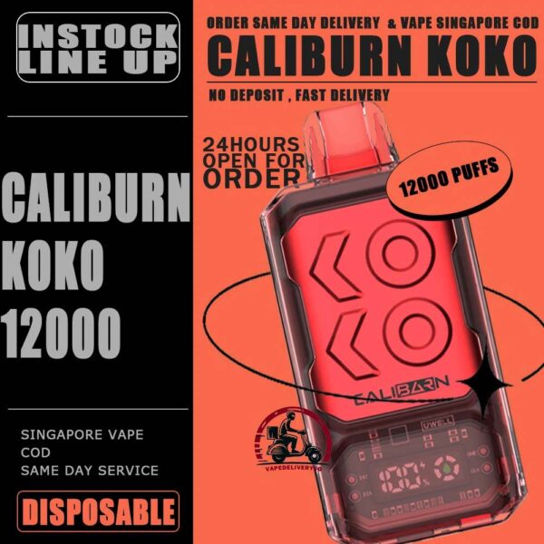 UWELL CALIBURN KOKO BAR 12000 DISPOSABLE - VAPE DELIVERY SG SINGAPORE The Uwell Caliburn Koko Bar 12000 Puffs Vape Ready stock at Singapore sg shop on sale for same day delivery. The Caliburn BAR 12k puffs is a revolutionary disposable vape that has taken the vaping industry by storm. This powerful and feature-rich device boasts an impressive array of specifications and capabilities, making it an attractive choice for both novice and experienced vapers alike. In this in-depth review, we’ll explore the various aspects of the Caliburn BAR S12000, providing you with all the information you need to make an informed decision about whether this disposable vape is the right fit for your vaping needs. Specifications: Battery Capacity: 800 mAh E-Liquid Capacity: 20 mL Nicotine Strength: 5% (50 mg/mL) Power Modes: Boost Mode (22W) and Regular Mode (16W) Coil: Dual 1.2-ohm coil (UWELL’s patented Flagship Dual Coil atomization system) Puff Count: Up to 12,000 puffs Charging: USB Type-C charging port Airflow: Adjustable airflow control Display: Smart LED screen with multiple animations ⚠️UWELL CALIBURN KOKO BAR 12000 FLAVOUR LINE UP⚠️ Watermelon Watermelon Pineapple Strawberry Vanilla Custard Tobacco Triple Melon Mango Mango Pudding Oat Flakes Plum Guava Lime Lychee Apple Snow Pear SG VAPE COD SAME DAY DELIVERY , CASH ON DELIVERY ONLY. TAKE BULK ORDER /MORE ORDER PLS CONTACT ME : VAPEDELIVERYSG VIEW OUR DAILY NEWS INFORMATION VAPE : TELEGRAM CHANNEL