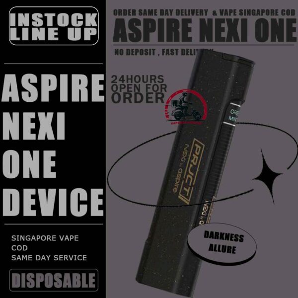 NEXI ONE DEVICE by Aspire - VAPE DELIVERY SG SINGAPORE Discover the NEXI ONE, Aspire's latest innovation in the e-cigarette market. Inspired by sleek designs like IQOS. Lightweight and portable, yet powerful! NEXI ONE is designed for convenience, making it easy to carry wherever you go.  Simply pair the device with a NEXI ONE prefiled pod for an exceptional vaping journey. With its powerful 400mAh Nexi Power Bank, you can charge your device up to 6 times on a single charge, ensuring you're always ready for the next puff. The Nexi One Device Ready stock at singapore vape Shop online , Get it now with us! Specification : Nexi One Power Bank Battery : 400mAh (Supports up to 6 recharges for the NEXI ONE device) NexI One Device Battery : 60mAh Output : 3.6V constant output Coil Resistance : 1.6 OHM Package Include : Nexi One Power Bank x1 Nexi One Device Kit x1 ⚠️ASPIRE NEXI ONE DEVICE COLOR LINE UP⚠️ WHITE (COSMIC BRIGHT) BLACK (DARKNESS ALLURE) SG VAPE COD SAME DAY DELIVERY , CASH ON DELIVERY ONLY. TAKE BULK ORDER /MORE ORDER PLS CONTACT ME : VAPEDELIVERYSG VIEW OUR DAILY NEWS INFORMATION VAPE : TELEGRAM CHANNEL