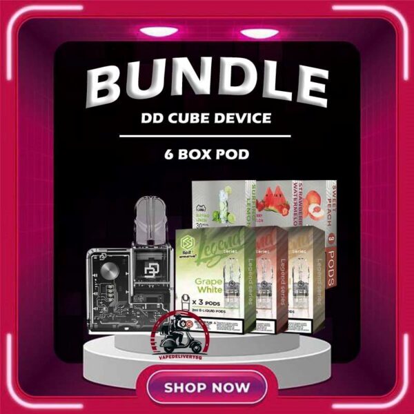 DD CUBE DEVICE BUNDLE 150 - VAPE DELIVERY SG SINGAPORE Sale of bundle package DD CUBE DEVICE BUNDLE 150 , choose 1 Device & 6 x Boxes Pod flavour get lowest price at VAPE DELIVERY SG SINGAPORE SHOP! The DD CUBE VAPE DEVICE Crystal transparent shell, users can clearly see the exquisite SMT process and DES precision engraving circuit inside the fuselage through the fully transparent shell, as well as the internal components such as chips, motherboards, batteries, screws, etc., which is full of technology. Function Introduction : Combining all 1st and 4th generation pods, more different pod connectors will be launched next Cube's own vape cartridge, supports 0.5 and 0.7 cotton wicks and automatically switches to 20 watts Combine IQOS pods, Heets, and all HNB pods Switch between large and small horsepower, small horsepower 7.5 watts / high horsepower 10 watts Strobe lights can be switched on and off, 8 LED lights with built-in chips Use hints for beautiful running LED lights The power supply can be switched on and off, and the Cube can enter a complete shutdown state The body is light and small at 48 grams, 15mm x 50mm x 50mm Support USB C fast charging Large capacity battery 500mAh Package Include : 1 x DD CUBE DEVICE 6 x BOX POD (TOTAL: 18 PODS) Free Delivery Charge ⚠️DD CUBE DEVICE COLOR LINE UP⚠️ Crystal Clear-White Fushchia Blush-Pink Yellow Obsidian Black-Black Turquoise Sky-Blue Green SG VAPE COD SAME DAY DELIVERY , CASH ON DELIVERY ONLY. TAKE BULK ORDER /MORE ORDER PLS CONTACT ME : VAPEDELIVERYSG VIEW OUR DAILY NEWS INFORMATION VAPE : TELEGRAM CHANNEL