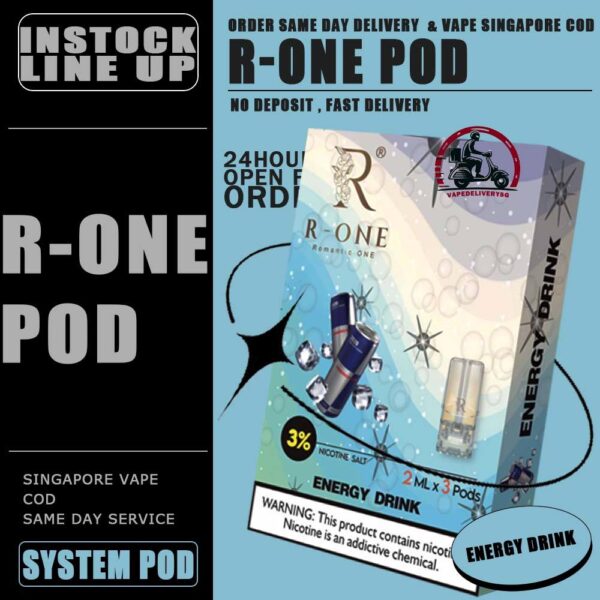 R-ONE POD - VAPE DELIVERY SG SINGAPORE R-One or Romantic One Pod , it all started from our founder’s spouse was a cigarette smoker. In order to help his spouse quit smoking, he created this brand, and name it after R-One or Romantic One Flavour, because everthing started just to help his ONLY ONE. Discover out signature Cool Mint Flavour, alongside popular options like Infinity Pod Watermelon Ice, Grape Ice , Bluberry , Energy Drink, Mango Ice, and Taro Ice Cream. For those craving extra sweetness, you can also enjoy Cola Ice or 100% Drink flavors. Specification : Capacity : 2ML Nicotine : 3% Package Included : 1 Pack of 3 Pods ⚠️R-ONE COMPATIBLE WITH DEVICE⚠️ RELX DEVICE SP2 | SP2 M SERIES | LEGEND DEVICE DARK RIDER 3 | DD CUBE ZEUZ DEVICE INSTAR DEVICE WUUZ DEVICE R-ONE DEVICE DD TOUCH DEVICE ⚠️R-ONE POD FLAVOUR LINE UP⚠️ 100% Drink Banana Ice Black Current Blueberry Ice Cola Ice Cool Mint Cuba Tobacco Energy Drink Grapes Ice Green Bean Ice Long Jing Tea Lychee Ice Mango Ice Melon Ice Mocha Coffee Old Popsicle Passion Fruit Ice Peach Ice Pineapple Ice Sour Apple – Apple Juices Ice Strawberry Ice Taro Ice Cream Watermelon Ice Yakult White Grape SG VAPE COD SAME DAY DELIVERY , CASH ON DELIVERY ONLY. TAKE BULK ORDER /MORE ORDER PLS CONTACT ME : VAPEDELIVERYSG VIEW OUR DAILY NEWS INFORMATION VAPE : TELEGRAM CHANNEL