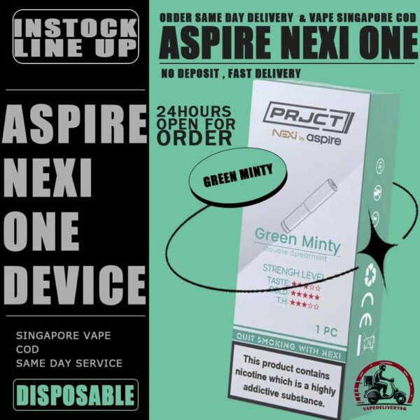 NEXI ONE ASPIRE PREFILLED - VAPE DELIVERY SG SINGAPORE Designed exclusively for use with the NEXI ONE device, the NEXI ONE Prefilled Pod offers a diverse range of tobacco flavors, each infused with 50mg of nicotine. Every pod delivers up to 1,000 puffs, providing a long-lasting and satisfying vaping experience. Choose 1 flavor in a set 3pcs only $25!  Elevate your vaping journey with the perfect balance of flavor and strength. Specification : Pod Capacity : 1.2ml Nicotine Strength : 5% Coil Resistance : 1.6ohm Package Included : 3 x NEXI ONE Prefilled Pod Compatible Device : NEXI ONE Device ⚠️NEXI ONE PREFILLED FLAVOUR LINE UP⚠️ Brown Tobacco (Nutty) Choco Cafe (Cuppucino) Classic Grape Dark Cigar (Classic TBC) Freeze Jasmine Green Minty (Double Spearmint) Love Pinky (Strawberry Ice) Milky Cream Pink Wheezy (Lychee Ice) Purple Cream Red Beauty (Watermelon Ice) Ultimate Yellow (Double Mango) SG VAPE COD SAME DAY DELIVERY , CASH ON DELIVERY ONLY. TAKE BULK ORDER /MORE ORDER PLS CONTACT ME : VAPEDELIVERYSG VIEW OUR DAILY NEWS INFORMATION VAPE : TELEGRAM CHANNEL