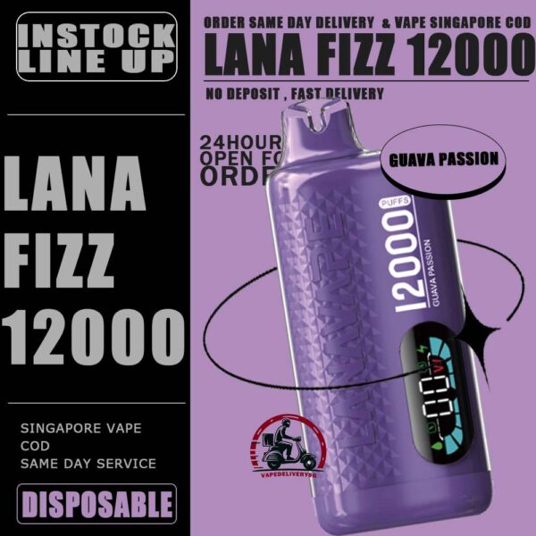 LANA FIZZ 12000 DISPOSABLE - VAPE DELIVERY SG SINGAPORE The Lana Fizz 12000 puffs disposable vape ready stock in our sg singapore store online shop for same day delivery. This new vape is Big & Luxe puffs : Endless Pleasure. Lana Fizz 12k puffs support 3 Presses to control over your vaping journey adjustable power. From 13w to 16w, find your sweet spot and enjoy the perfect hie every time! Armed with a 550mAh and rapid-charging USB-C technology, Just grab and go for your parties! The vape design Quiet Luxury! Crafted with a timeless color palettle and adorned, with diamond patterns, LANA FIZZ features a crystal-clear, Plastic surface that exudes elegance and style. Start your day with a burst of Colombian coffee flavour, Then savor the refreshing layers of our multilayered. Blends to keep you feeling fresh throughout the day with LANA FIZZ 12K PUFFS! Specifications : Puff: 12000 Puffs Nicotine Strength: 30mg / 3% E-Liquid: 20ML Battery Capacity: 550mAh Charging Port: Rechargeable Type-C ⚠️LANA FIZZ 12000 FLAVOUR LINE UP⚠️ Tie Guan Yin Sea Salt Lemon Peach Oolong Tea Sprite Lemon Tea Guava Passion Jasmine Green Tea Chrysanthemum Tea Watermelon Ice Green Grape Ice Cold Lychee Iced Cola Solero Lime SG VAPE COD SAME DAY DELIVERY , CASH ON DELIVERY ONLY. TAKE BULK ORDER /MORE ORDER PLS CONTACT ME : VAPEDELIVERYSG VIEW OUR DAILY NEWS INFORMATION VAPE : TELEGRAM CHANNEL