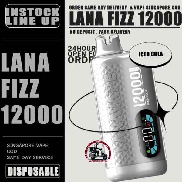 LANA FIZZ 12000 DISPOSABLE - VAPE DELIVERY SG SINGAPORE The Lana Fizz 12000 puffs disposable vape ready stock in our sg singapore store online shop for same day delivery. This new vape is Big & Luxe puffs : Endless Pleasure. Lana Fizz 12k puffs support 3 Presses to control over your vaping journey adjustable power. From 13w to 16w, find your sweet spot and enjoy the perfect hie every time! Armed with a 550mAh and rapid-charging USB-C technology, Just grab and go for your parties! The vape design Quiet Luxury! Crafted with a timeless color palettle and adorned, with diamond patterns, LANA FIZZ features a crystal-clear, Plastic surface that exudes elegance and style. Start your day with a burst of Colombian coffee flavour, Then savor the refreshing layers of our multilayered. Blends to keep you feeling fresh throughout the day with LANA FIZZ 12K PUFFS! Specifications : Puff: 12000 Puffs Nicotine Strength: 30mg / 3% E-Liquid: 20ML Battery Capacity: 550mAh Charging Port: Rechargeable Type-C ⚠️LANA FIZZ 12000 FLAVOUR LINE UP⚠️ Tie Guan Yin Sea Salt Lemon Peach Oolong Tea Sprite Lemon Tea Guava Passion Jasmine Green Tea Chrysanthemum Tea Watermelon Ice Green Grape Ice Cold Lychee Iced Cola Solero Lime SG VAPE COD SAME DAY DELIVERY , CASH ON DELIVERY ONLY. TAKE BULK ORDER /MORE ORDER PLS CONTACT ME : VAPEDELIVERYSG VIEW OUR DAILY NEWS INFORMATION VAPE : TELEGRAM CHANNEL