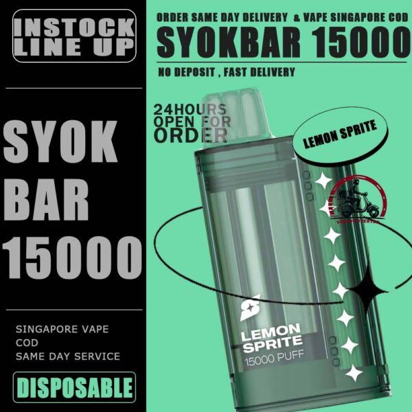 SYOK BAR 15000 ( 15K ) Puffs DISPOSABLE - VAPE DELIVERY SG SINGAPORE The SYOK Bar 15000 vape also as SYOKBAR 15k puffs , this vape kit for you can enjoy one full day , Vape Ready stock at Singapore sg shop on sale for same day delivery. Syokbar 15000 puffs ready stock in Singapore. Syokbar offer 10 fruity flavor options to user. The device has an indicator to show battery and ejuice level. With transparent cover fashion design, syok bar is loved by Singaporean. Try syokbar now at VAPE DELIVERY SG , this device will make you 'syok syok'! Shop now. So fresh so boost with the new visible tank technology : See through flavor easier be prepared. Better taste & longer lasting. 8 min charge 1 day use powerful battery. Specification: Puffs: 15000 Puffs Nicotine Strength: 5% Volume: 25ML Flavour Charging: Recharging with Type C Coil: Mesh Coil Fully Charged Time: 25mins ⚠️SYOK BAR 15K FLAVOUR LINE UP⚠️ Pink Guava Double Grape Double Mango Lemon Sprite Sour Bubblegum Strawberry Honeydew Mango Peach Watermelon Strawberry Grapple Watermelon Slurpee Mixed Fruit Slurpee Sea Salt Lemon Lybena Lychee Double Strawberry Sunkiss Orange Apple Orange Strawberry SG VAPE COD SAME DAY DELIVERY , CASH ON DELIVERY ONLY. TAKE BULK ORDER /MORE ORDER PLS CONTACT ME : VAPEDELIVERYSG VIEW OUR DAILY NEWS INFORMATION VAPE : TELEGRAM CHANNEL