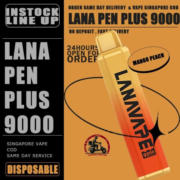 LANA PEN PLUS 9000 / 9K PUFFS DISPOSABLE - VAPE DELIVERY SG SINGAPORE The Lana Pen Plus 9000 Puffs disposable vape is cool design and it is rechargeable. It contains nicotine salt e-juice and vapes up to 9k puffs , There are many flavours for you to choose from. The Lana Pen Plus 9k rechargeable port at the bottom of the device guarantees you finish the last drop of the e-juice in the tank every time, it is welcome by many vapers due to the vaping taste and the appearance, the LED Flash will change color when vaping, looks cool too. Specifition : 9000 Puffs E-Liquid Capacity: 15ml Battery Capacity: 650mAh 3% Nicotine Rechargeable: USB Type-C charger LED Flashing Light ⚠️LANA PEN PLUS 9000 DISPOSABLE FLAVOUR LINE UP⚠️ Cantaloupe (Honeydew) Passion Fruit Grape Lychee Strawberry Milk Watermelon Apple Mixed Fruit Blue Raspberry Pomegranate Taro Ice Cream Frozen Bubblegum Frozen Strawberry Kiwi Frozen Lychee Frozen Grape Frozen Sea Salt Lemon Frozen Passion Fruit Frozen Super Mint Frozen Strawberry Watermelon Frozen Watermelon Frozen Tie Guan Yin Pomelo Blackcurrant Mint Mango Peach Kiwi Passion Guava Mint SG VAPE COD SAME DAY DELIVERY , CASH ON DELIVERY ONLY. TAKE BULK ORDER /MORE ORDER PLS CONTACT ME : VAPEDELIVERYSG VIEW OUR DAILY NEWS INFORMATION VAPE : TELEGRAM CHANNEL