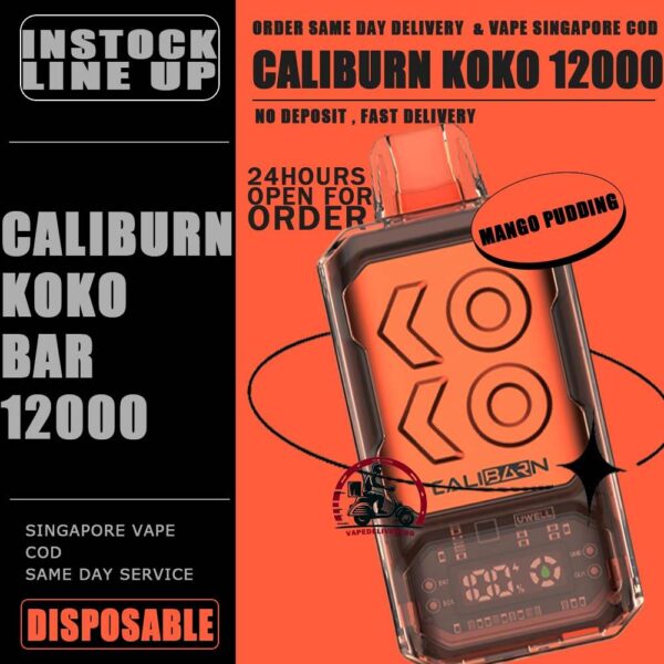 UWELL CALIBURN KOKO BAR 12000 DISPOSABLE - VAPE DELIVERY SG The Uwell Caliburn Koko Bar 12000 Puffs Vape Ready stock at Singapore sg shop on sale for same day delivery. The Caliburn BAR 12k puffs is a revolutionary disposable vape that has taken the vaping industry by storm. This powerful and feature-rich device boasts an impressive array of specifications and capabilities, making it an attractive choice for both novice and experienced vapers alike. In this in-depth review, we’ll explore the various aspects of the Caliburn BAR S12000, providing you with all the information you need to make an informed decision about whether this disposable vape is the right fit for your vaping needs. Specifications: Battery Capacity: 800 mAh E-Liquid Capacity: 20 mL Nicotine Strength: 5% (50 mg/mL) Power Modes: Boost Mode (22W) and Regular Mode (16W) Coil: Dual 1.2-ohm coil (UWELL’s patented Flagship Dual Coil atomization system) Puff Count: Up to 12,000 puffs Charging: USB Type-C charging port Airflow: Adjustable airflow control Display: Smart LED screen with multiple animations ⚠️UWELL CALIBURN KOKO BAR 12000 FLAVOUR LINE UP⚠️ Watermelon Watermelon Pineapple Strawberry Vanilla Custard Tobacco Triple Melon Mango Mango Pudding Oat Flakes Plum Guava Lime Lychee Apple Snow Pear SG VAPE COD SAME DAY DELIVERY , CASH ON DELIVERY ONLY. TAKE BULK ORDER /MORE ORDER PLS CONTACT ME : VAPEDELIVERYSG VIEW OUR DAILY NEWS INFORMATION VAPE : TELEGRAM CHANNEL