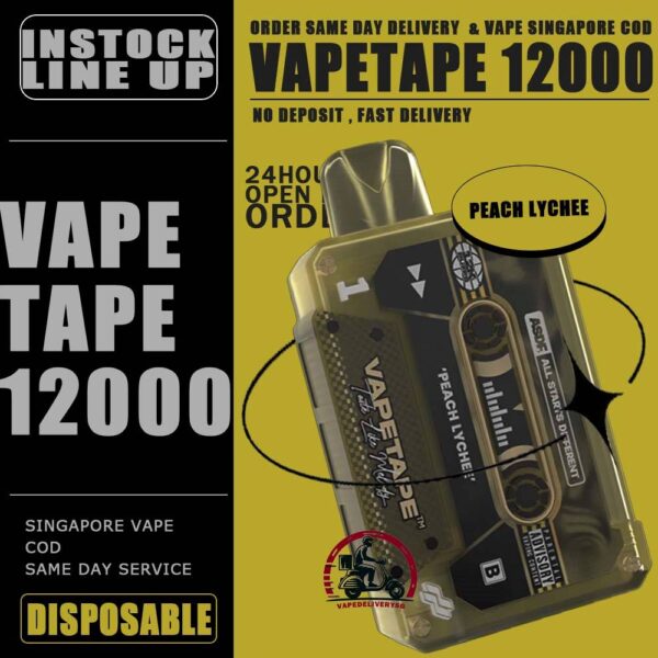 VAPETAPE 12000 / 12K DISPOSABLE - VAPE DELIVERY SG SINGAPORE The Vapetape 12000 Disposable Support to 12k Puffs , is upgraded device from 8000 puffs. This Product is From ASDF Company also , The Vape tape 12k improve the volume, battery capacity and come with 20 +Plus new flavours. Vape tape 12000 remains classic cassette design which is comfortably in the hand , and the mouthpiece that is shaped to enhance the vaping experience. Discover out signature Double Mango flavor, alongside popular options like Infinity Pod Honeydew Watermelon, Sour Bubblegum , Solero Lime , Watermelon Peach, Gummy Bear, and Strawberry Lemon Tart. For those craving extra sweetness, you can also enjoy Ice Lemon Tea or Red Slurpee flavors. Specification : Nicotine 50mg (5%) Approx. 12000 puffs Mesh Coil Rechargeable Battery Charging Port: Type-C ⚠️VAPETAPE 12000 FLAVOUR LINE UP⚠️ Double Mango Mango Grape Mango Lychee Strawberry Lychee Lychee Blackcurrant Grape Blackcurrant Honeydew Watermelon Pineapple Orange Kiwi Passion Fruit Guava Peach Mixed Berries Lemon Cola Blackcurrant Yakult Gummy Bear Solero Lime Sour Bubblegum Banana Custard Strawberry Lemon Tart Honeydew Blackcurrant Ice Lemon Tea Red Slurpee Grape Bubblegum Yakult Watermelon Peach Peach Lychee SG VAPE COD SAME DAY DELIVERY , CASH ON DELIVERY ONLY. TAKE BULK ORDER /MORE ORDER PLS CONTACT ME : VAPEDELIVERYSG VIEW OUR DAILY NEWS INFORMATION VAPE : TELEGRAM CHANNEL