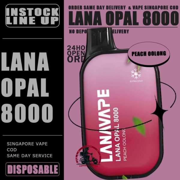 LANA OPAL 8000 DISPOSABLE - VAPE DELIVERY SG SINGAPORE The Lana Opal 8000 puffs disposable ready stock in Singapore sg vape cod ,The Vape with a chic pebble-like display, the device not only nails the aesthetics but also offers a comforting grip. Style and texture, we've got you covered. Lana Opal 8k is a good mesh coils are the secret sauce to intense, unforgettable taste. Take your ticket to the taste revolution! The prominent LED screen keeps you in the know at a glance. Take charge if your vaping experience by staying informed and in control of every puff. Explore a world LANA OPAL 8K of 17 beautiful blended options. Why settle for one flavor when you can savor them all? Specification : Nicotine Strength: 3%-5% E-Liquid Capacity: 14ML Resistance: 1.2ohm Battery Capacity: 650mAh Charging Port: Type-C Rechargeable ⚠️LANA OPAL 8000 FLAVOUR LINE UP⚠️ Cantaloupe Chrysanthemum Tea Double Mango Grape Bubblegum Grape Honey Magic Cola Passion Fruit Peach Oolong Rootbeer Sea Salt Lemon Solero Lime Strawberry Watermelon Supreme Sprite Tie Guan Yin Watermelon Lychee Wonder Taro Yogurt Blackcurrant SG VAPE COD SAME DAY DELIVERY , CASH ON DELIVERY ONLY. TAKE BULK ORDER /MORE ORDER PLS CONTACT ME : VAPEDELIVERYSG VIEW OUR DAILY NEWS INFORMATION VAPE : TELEGRAM CHANNEL