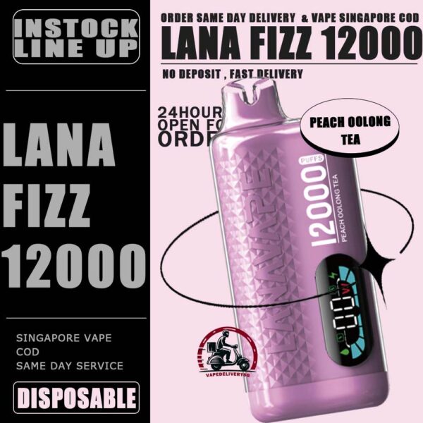 LANA FIZZ 12000 DISPOSABLE - VAPE DELIVERY SG SINGAPORE The Lana Fizz 12000 puffs disposable vape ready stock in our sg singapore store online shop for same day delivery. This new vape is Big & Luxe puffs : Endless Pleasure. Lana Fizz 12k puffs support 3 Presses to control over your vaping journey adjustable power. From 13w to 16w, find your sweet spot and enjoy the perfect hie every time! Armed with a 550mAh and rapid-charging USB-C technology, Just grab and go for your parties! The vape design Quiet Luxury! Crafted with a timeless color palettle and adorned, with diamond patterns, LANA FIZZ features a crystal-clear, Plastic surface that exudes elegance and style. Start your day with a burst of Colombian coffee flavour, Then savor the refreshing layers of our multilayered. Blends to keep you feeling fresh throughout the day with LANA FIZZ 12K PUFFS! Specifications : Puff: 12000 Puffs Nicotine Strength: 30mg / 3% E-Liquid: 20ML Battery Capacity: 550mAh Charging Port: Rechargeable Type-C ⚠️LANA FIZZ 12000 FLAVOUR LINE UP⚠️ Tie Guan Yin Sea Salt Lemon Peach Oolong Tea Sprite Lemon Tea Guava Passion Jasmine Green Tea Chrysanthemum Tea Watermelon Ice Green Grape Ice Cold Lychee Iced Cola Solero Lime SG VAPE COD SAME DAY DELIVERY , CASH ON DELIVERY ONLY. TAKE BULK ORDER /MORE ORDER PLS CONTACT ME : VAPEDELIVERYSG VIEW OUR DAILY NEWS INFORMATION VAPE : TELEGRAM CHANNEL