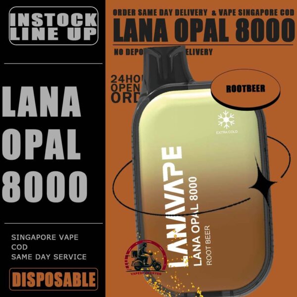 LANA OPAL 8000 DISPOSABLE - VAPE DELIVERY SG SINGAPORE The Lana Opal 8000 puffs disposable ready stock in Singapore sg vape cod ,The Vape with a chic pebble-like display, the device not only nails the aesthetics but also offers a comforting grip. Style and texture, we've got you covered. Lana Opal 8k is a good mesh coils are the secret sauce to intense, unforgettable taste. Take your ticket to the taste revolution! The prominent LED screen keeps you in the know at a glance. Take charge if your vaping experience by staying informed and in control of every puff. Explore a world LANA OPAL 8K of 17 beautiful blended options. Why settle for one flavor when you can savor them all? Specification : Nicotine Strength: 3%-5% E-Liquid Capacity: 14ML Resistance: 1.2ohm Battery Capacity: 650mAh Charging Port: Type-C Rechargeable ⚠️LANA OPAL 8000 FLAVOUR LINE UP⚠️ Cantaloupe Chrysanthemum Tea Double Mango Grape Bubblegum Grape Honey Magic Cola Passion Fruit Peach Oolong Rootbeer Sea Salt Lemon Solero Lime Strawberry Watermelon Supreme Sprite Tie Guan Yin Watermelon Lychee Wonder Taro Yogurt Blackcurrant SG VAPE COD SAME DAY DELIVERY , CASH ON DELIVERY ONLY. TAKE BULK ORDER /MORE ORDER PLS CONTACT ME : VAPEDELIVERYSG VIEW OUR DAILY NEWS INFORMATION VAPE : TELEGRAM CHANNEL