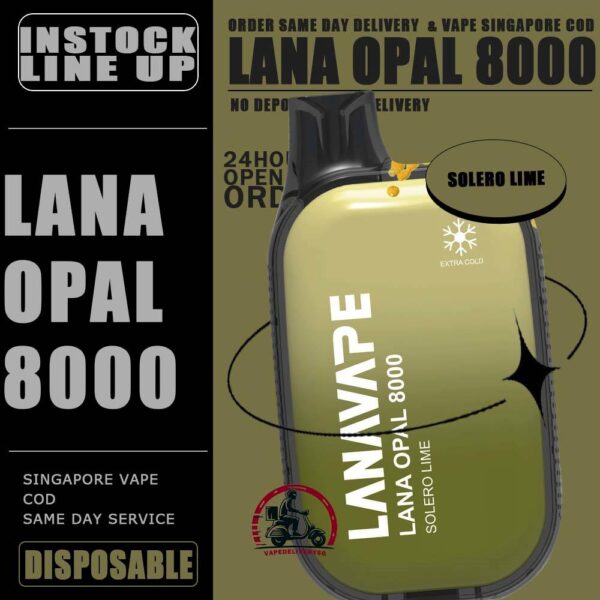 LANA OPAL 8000 DISPOSABLE - VAPE DELIVERY SG SINGAPORE The Lana Opal 8000 puffs disposable ready stock in Singapore sg vape cod ,The Vape with a chic pebble-like display, the device not only nails the aesthetics but also offers a comforting grip. Style and texture, we've got you covered. Lana Opal 8k is a good mesh coils are the secret sauce to intense, unforgettable taste. Take your ticket to the taste revolution! The prominent LED screen keeps you in the know at a glance. Take charge if your vaping experience by staying informed and in control of every puff. Explore a world LANA OPAL 8K of 17 beautiful blended options. Why settle for one flavor when you can savor them all? Specification : Nicotine Strength: 3%-5% E-Liquid Capacity: 14ML Resistance: 1.2ohm Battery Capacity: 650mAh Charging Port: Type-C Rechargeable ⚠️LANA OPAL 8000 FLAVOUR LINE UP⚠️ Cantaloupe Chrysanthemum Tea Double Mango Grape Bubblegum Grape Honey Magic Cola Passion Fruit Peach Oolong Rootbeer Sea Salt Lemon Solero Lime Strawberry Watermelon Supreme Sprite Tie Guan Yin Watermelon Lychee Wonder Taro Yogurt Blackcurrant SG VAPE COD SAME DAY DELIVERY , CASH ON DELIVERY ONLY. TAKE BULK ORDER /MORE ORDER PLS CONTACT ME : VAPEDELIVERYSG VIEW OUR DAILY NEWS INFORMATION VAPE : TELEGRAM CHANNEL