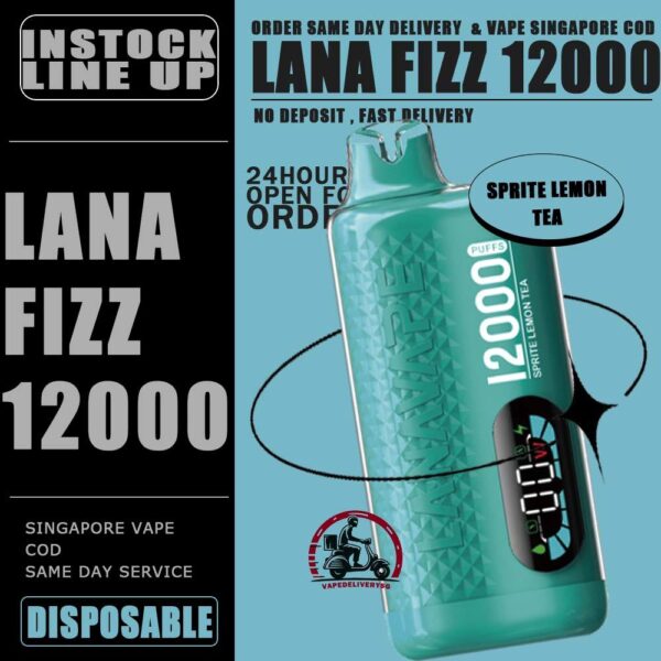 LANA FIZZ 12000 DISPOSABLE - VAPE DELIVERY SG SINGAPORE The Lana Fizz 12000 puffs disposable vape ready stock in our sg singapore store online shop for same day delivery. This new vape is Big & Luxe puffs : Endless Pleasure. Lana Fizz 12k puffs support 3 Presses to control over your vaping journey adjustable power. From 13w to 16w, find your sweet spot and enjoy the perfect hie every time! Armed with a 550mAh and rapid-charging USB-C technology, Just grab and go for your parties! The vape design Quiet Luxury! Crafted with a timeless color palettle and adorned, with diamond patterns, LANA FIZZ features a crystal-clear, Plastic surface that exudes elegance and style. Start your day with a burst of Colombian coffee flavour, Then savor the refreshing layers of our multilayered. Blends to keep you feeling fresh throughout the day with LANA FIZZ 12K PUFFS! Specifications : Puff: 12000 Puffs Nicotine Strength: 30mg / 3% E-Liquid: 20ML Battery Capacity: 550mAh Charging Port: Rechargeable Type-C ⚠️LANA FIZZ 12000 FLAVOUR LINE UP⚠️ Tie Guan Yin Sea Salt Lemon Peach Oolong Tea Sprite Lemon Tea Guava Passion Jasmine Green Tea Chrysanthemum Tea Watermelon Ice Green Grape Ice Cold Lychee Iced Cola Solero Lime SG VAPE COD SAME DAY DELIVERY , CASH ON DELIVERY ONLY. TAKE BULK ORDER /MORE ORDER PLS CONTACT ME : VAPEDELIVERYSG VIEW OUR DAILY NEWS INFORMATION VAPE : TELEGRAM CHANNEL