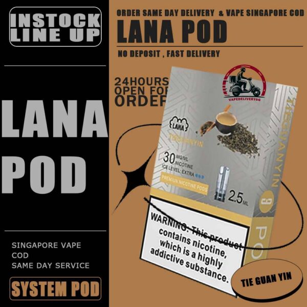 LANA POD - VAPE DELIVERY SG SINGAPORE Lana replacement pre-filled pod from Lanavape used for lana device, or some pod device which mouthpiece size as same as Lana pods.It's made of PCTG and ceramic coil and comes with leakproof design.  Besides, It filled with 2.5ml capacity nicotine salt with various fruity flavors, which meet your dairy needs. The transparent pod comes with random LED light color when you inhaling, bring you extra cooling vaping experience. One pod can smoke about 500 to 600 times. After smoking, you can directly discard and replace the next one. Specifications: Nicotine 3% Capacity 2.5ml per pod Package Included: 1 Pack of 3 pods ⚠️LANA POD COMPATIBLE DEVICE WITH⚠️ DARK RIDER 3S DEVICE DD CUBE DEVICE INSTAR DEVICE RELX CLASSIC DEVICE SP2 BLTIZ DEVICE SP2 LEGENG SERIES DEVICE SP2 M SERIES DEVICE WUUZ DEVICE ZEUZ DEVICE LANA DEVICE ⚠️ LANA POD FLAVOUR LINE UP⚠️ Apple Berry Blast Berry Grape Fruit Blueberry Coffee Coke Cranberry Grape Green Bean Guava Ice Tea Kiwi Lemon Lychee Iced Mango Mango Milkshake Mineral Oolong Tea Orange Passion Fruit Peach Peach Grape Banana Peppermint Pineapple Popsicle Red Wine Root Beer Skittles Strawberry Milkshake Strawberry Watermelon Taro Tie Guan Yin Watermelon Mango Passion Cantaloupe Jasmine Long Jing SG VAPE COD SAME DAY DELIVERY , CASH ON DELIVERY ONLY. TAKE BULK ORDER /MORE ORDER PLS CONTACT ME : VAPEDELIVERYSG VIEW OUR DAILY NEWS INFORMATION VAPE : TELEGRAM CHANNEL