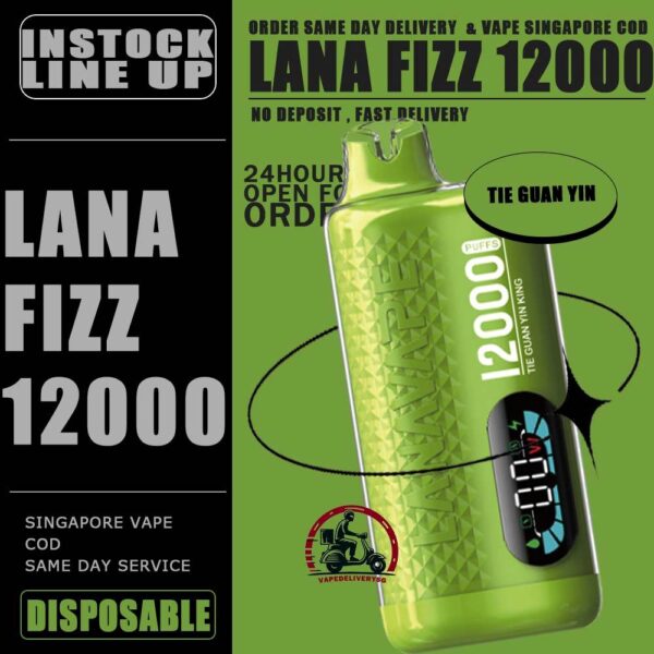 LANA FIZZ 12000 DISPOSABLE - VAPE DELIVERY SG SINGAPORE The Lana Fizz 12000 puffs disposable vape ready stock in our sg singapore store online shop for same day delivery. This new vape is Big & Luxe puffs : Endless Pleasure. Lana Fizz 12k puffs support 3 Presses to control over your vaping journey adjustable power. From 13w to 16w, find your sweet spot and enjoy the perfect hie every time! Armed with a 550mAh and rapid-charging USB-C technology, Just grab and go for your parties! The vape design Quiet Luxury! Crafted with a timeless color palettle and adorned, with diamond patterns, LANA FIZZ features a crystal-clear, Plastic surface that exudes elegance and style. Start your day with a burst of Colombian coffee flavour, Then savor the refreshing layers of our multilayered. Blends to keep you feeling fresh throughout the day with LANA FIZZ 12K PUFFS! Specifications : Puff: 12000 Puffs Nicotine Strength: 30mg / 3% E-Liquid: 20ML Battery Capacity: 550mAh Charging Port: Rechargeable Type-C ⚠️LANA FIZZ 12000 FLAVOUR LINE UP⚠️ Tie Guan Yin Sea Salt Lemon Peach Oolong Tea Sprite Lemon Tea Guava Passion Jasmine Green Tea Chrysanthemum Tea Watermelon Ice Green Grape Ice Cold Lychee Iced Cola Solero Lime SG VAPE COD SAME DAY DELIVERY , CASH ON DELIVERY ONLY. TAKE BULK ORDER /MORE ORDER PLS CONTACT ME : VAPEDELIVERYSG VIEW OUR DAILY NEWS INFORMATION VAPE : TELEGRAM CHANNEL