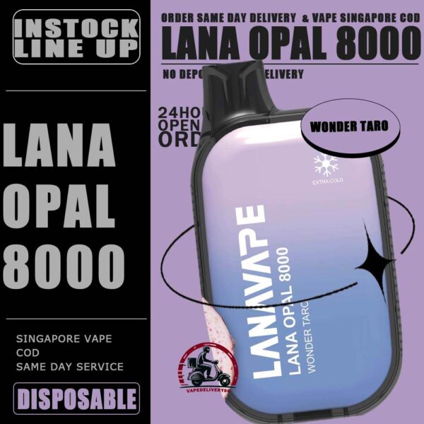 LANA OPAL 8000 DISPOSABLE - VAPE DELIVERY SG SINGAPORE The Lana Opal 8000 puffs disposable ready stock in Singapore sg vape cod ,The Vape with a chic pebble-like display, the device not only nails the aesthetics but also offers a comforting grip. Style and texture, we've got you covered. Lana Opal 8k is a good mesh coils are the secret sauce to intense, unforgettable taste. Take your ticket to the taste revolution! The prominent LED screen keeps you in the know at a glance. Take charge if your vaping experience by staying informed and in control of every puff. Explore a world LANA OPAL 8K of 17 beautiful blended options. Why settle for one flavor when you can savor them all? Specification : Nicotine Strength: 3%-5% E-Liquid Capacity: 14ML Resistance: 1.2ohm Battery Capacity: 650mAh Charging Port: Type-C Rechargeable ⚠️LANA OPAL 8000 FLAVOUR LINE UP⚠️ Cantaloupe Chrysanthemum Tea Double Mango Grape Bubblegum Grape Honey Magic Cola Passion Fruit Peach Oolong Rootbeer Sea Salt Lemon Solero Lime Strawberry Watermelon Supreme Sprite Tie Guan Yin Watermelon Lychee Wonder Taro Yogurt Blackcurrant SG VAPE COD SAME DAY DELIVERY , CASH ON DELIVERY ONLY. TAKE BULK ORDER /MORE ORDER PLS CONTACT ME : VAPEDELIVERYSG VIEW OUR DAILY NEWS INFORMATION VAPE : TELEGRAM CHANNEL