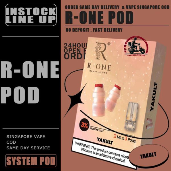 R-ONE POD - VAPE DELIVERY SG SINGAPORE R-One or Romantic One Pod , it all started from our founder’s spouse was a cigarette smoker. In order to help his spouse quit smoking, he created this brand, and name it after R-One or Romantic One Flavour, because everthing started just to help his ONLY ONE. Discover out signature Cool Mint Flavour, alongside popular options like Infinity Pod Watermelon Ice, Grape Ice , Bluberry , Energy Drink, Mango Ice, and Taro Ice Cream. For those craving extra sweetness, you can also enjoy Cola Ice or 100% Drink flavors. Specification : Capacity : 2ML Nicotine : 3% Package Included : 1 Pack of 3 Pods ⚠️R-ONE COMPATIBLE WITH DEVICE⚠️ RELX DEVICE SP2 | SP2 M SERIES | LEGEND DEVICE DARK RIDER 3 | DD CUBE ZEUZ DEVICE INSTAR DEVICE WUUZ DEVICE R-ONE DEVICE DD TOUCH DEVICE ⚠️R-ONE POD FLAVOUR LINE UP⚠️ 100% Drink Banana Ice Black Current Blueberry Ice Cola Ice Cool Mint Cuba Tobacco Energy Drink Grapes Ice Green Bean Ice Long Jing Tea Lychee Ice Mango Ice Melon Ice Mocha Coffee Old Popsicle Passion Fruit Ice Peach Ice Pineapple Ice Sour Apple – Apple Juices Ice Strawberry Ice Taro Ice Cream Watermelon Ice Yakult White Grape SG VAPE COD SAME DAY DELIVERY , CASH ON DELIVERY ONLY. TAKE BULK ORDER /MORE ORDER PLS CONTACT ME : VAPEDELIVERYSG VIEW OUR DAILY NEWS INFORMATION VAPE : TELEGRAM CHANNEL