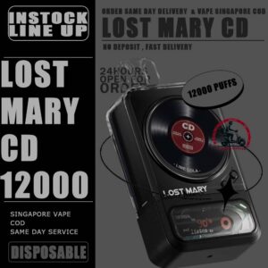 LOST MARY CD 12000 DISPOSABLE - VAPE DELIVERY SG SINGAPORE The Lost Mary CD 12000 Puffs Disposable ,your ultimate vaping companion in Sri Lanka. This innovative device features a unique spinning disc design and comes with a stylish lanyard and device decal. With a generous 12ml e-liquid capacity and up to 12,000 puffs, it’s built to last. The powerful dual mesh system offers a choice between Smooth Mode at 9W and Turbo Mode at 14W for a customized vaping experience. Designed for convenience, it includes a secure magnetic connection and a Type-C charging port. Enjoy a range of delicious flavors and keep your vaping stylish and effortless. Also, you can use POD with kit. The 4 Color LED Indicator Promptly display battery levels (Green , Blue , Red and mode switches (Orange)). All in instant. Display battery levels and mode switches Green: 100% - 50% Blue: 50% - 20% Red: Less than 20% Orange: Mode Switches STARTER KIT Package Include : X1 LOST MARY 12K Device Battery X1 Prefilled Pod 12k Puffs ⚠️LOST MARY 12000 FLAVOUR LINE UP⚠️ Aloe Grape Double Apple Grape Mango Gummy Bear Hazelnut Coffee Lime Cola Lychee Longan Masam Boi Grape Triple Mango Strawberry Ice Cream Watermelon Bubblegum Watermelon Ice SG VAPE COD SAME DAY DELIVERY , CASH ON DELIVERY ONLY. TAKE BULK ORDER /MORE ORDER PLS CONTACT ME : VAPEDELIVERYSG VIEW OUR DAILY NEWS INFORMATION VAPE : TELEGRAM CHANNEL