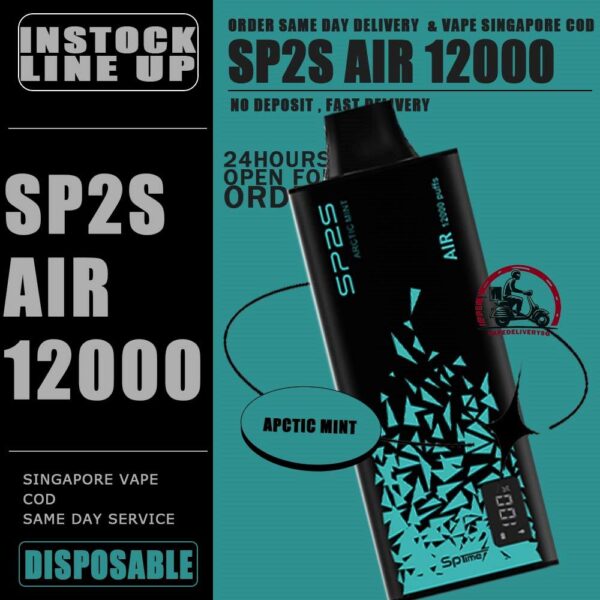 SP2S AIR 12000 DISPOSABLE - VAPE DELIVERY SG SINGAPORE SHOP Discover the SP2S Air 12000 Puff Disposable , a popular product available at SG VAPER SHOP in Singapore. Find out more about this high-quality vape product and how it can enhance your vaping experience. The SP2s Air 12k is a rechargeable disposable vape device offering up to 12,000 puffs. It is powered by a 600mAh battery and features Type-C fast charging for convenient and quick recharges. This device is known for its sleek design and user-friendly features, catering to vapers who need a long-lasting and hassle-free vaping experience. Available in various flavors, it is highly regarded in Singapore for its reliability and quality. Specification : Approx. 12000 Puffs Capacity 8ml Super Slim Design Mesh Coil Rechargeable Battery 600mAh Charging Port: Type-C ⚠️SP2S AIR 12000 FLAVOUR LINE UP⚠️ Apctic Mint Green Apple Soda Himalaya Jasmine Himalaya Mineral Himalaya Tie Guan Yin Icy Melon Kiwi Passion Guava Lychee Breeze Passion Lemonade Peach Green Tea Plum Guava SG VAPE COD SAME DAY DELIVERY , CASH ON DELIVERY ONLY. TAKE BULK ORDER /MORE ORDER PLS CONTACT ME : VAPEDELIVERYSG VIEW OUR DAILY NEWS INFORMATION VAPE : TELEGRAM CHANNEL